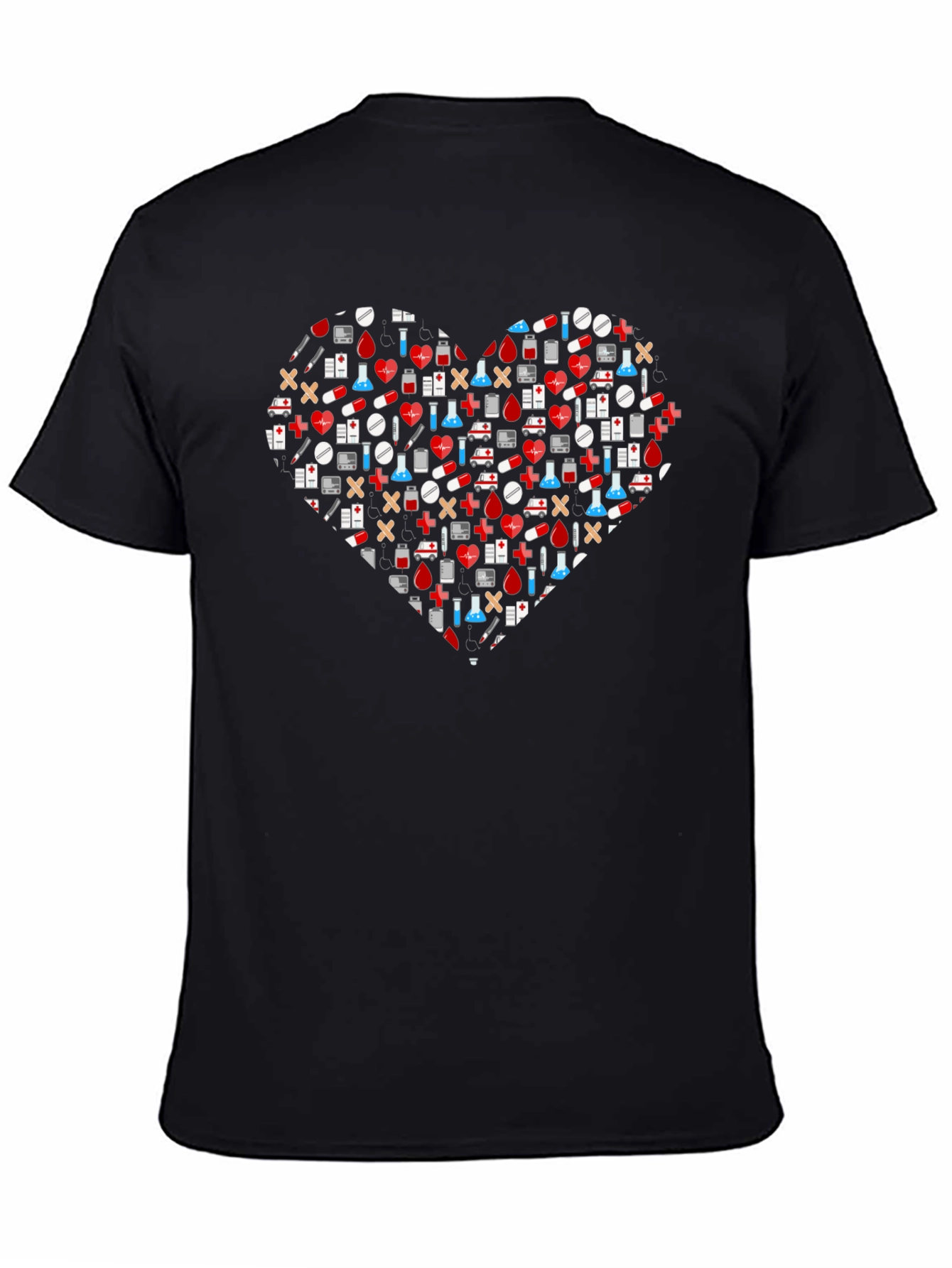 Medical Heart Graphic T-Shirt - Black Cotton Tee