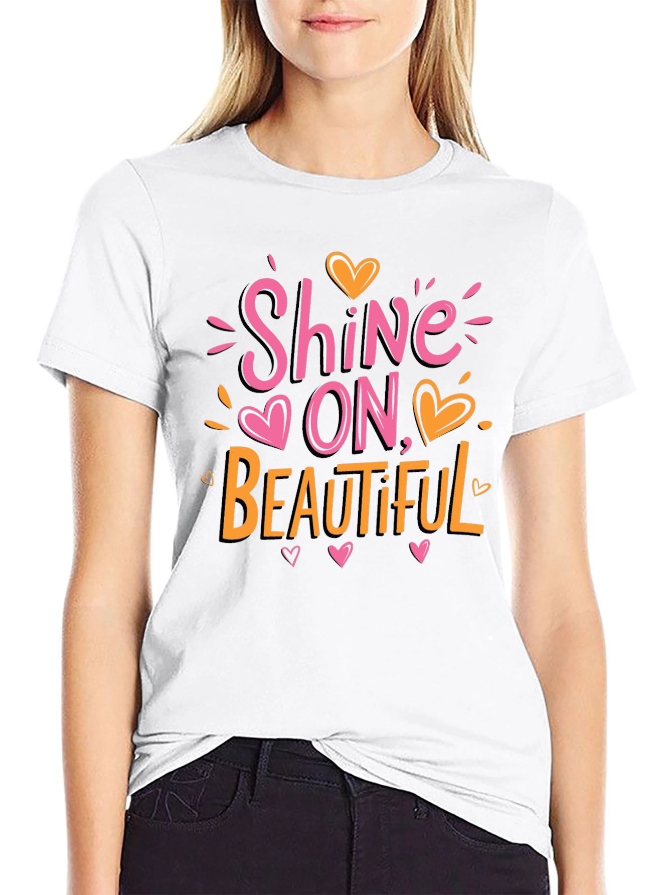 Shine On Beautiful Graphic Print Crew Neck T-Shirt