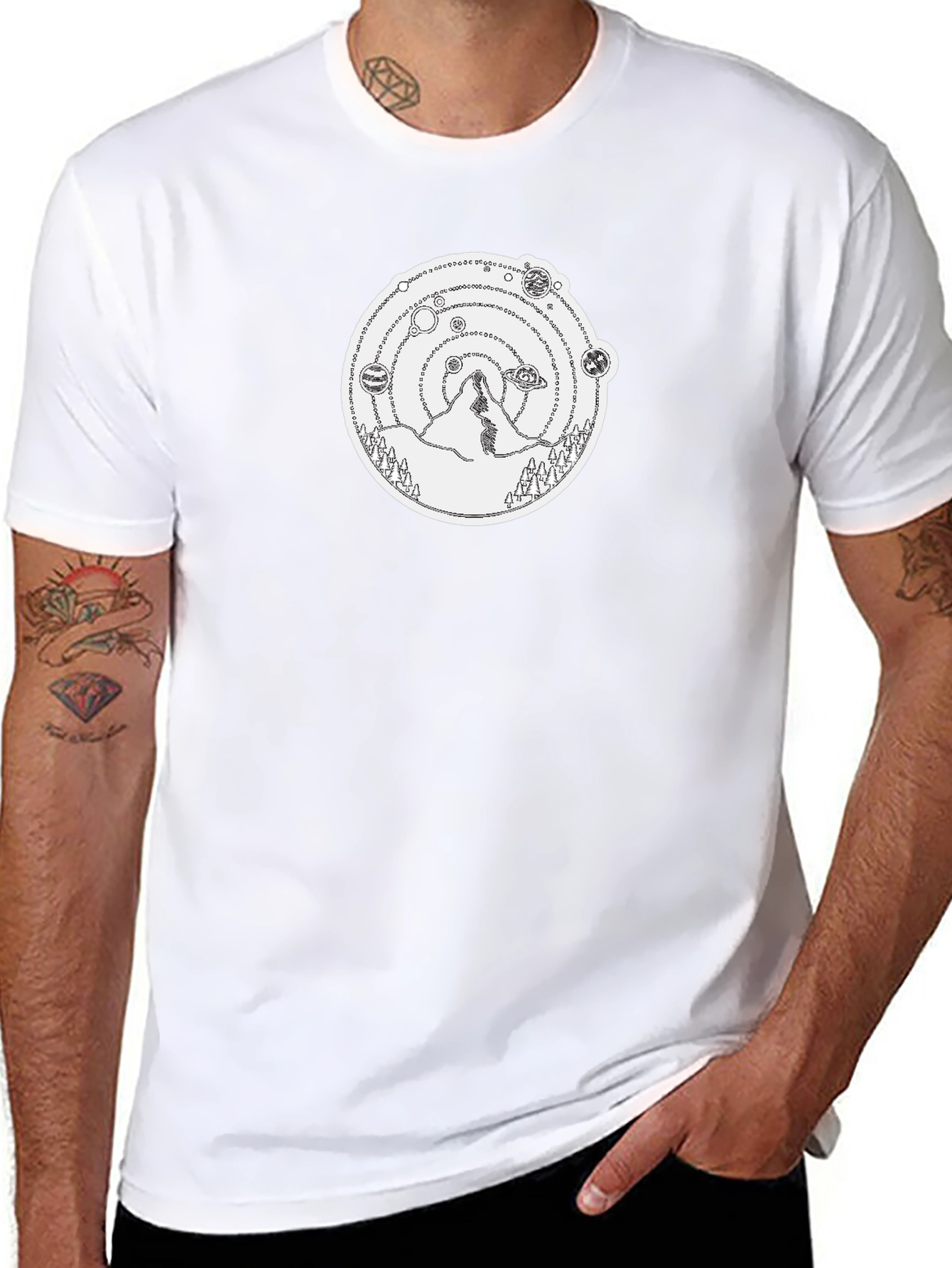 Cosmic Mountain Graphic Tee - Black