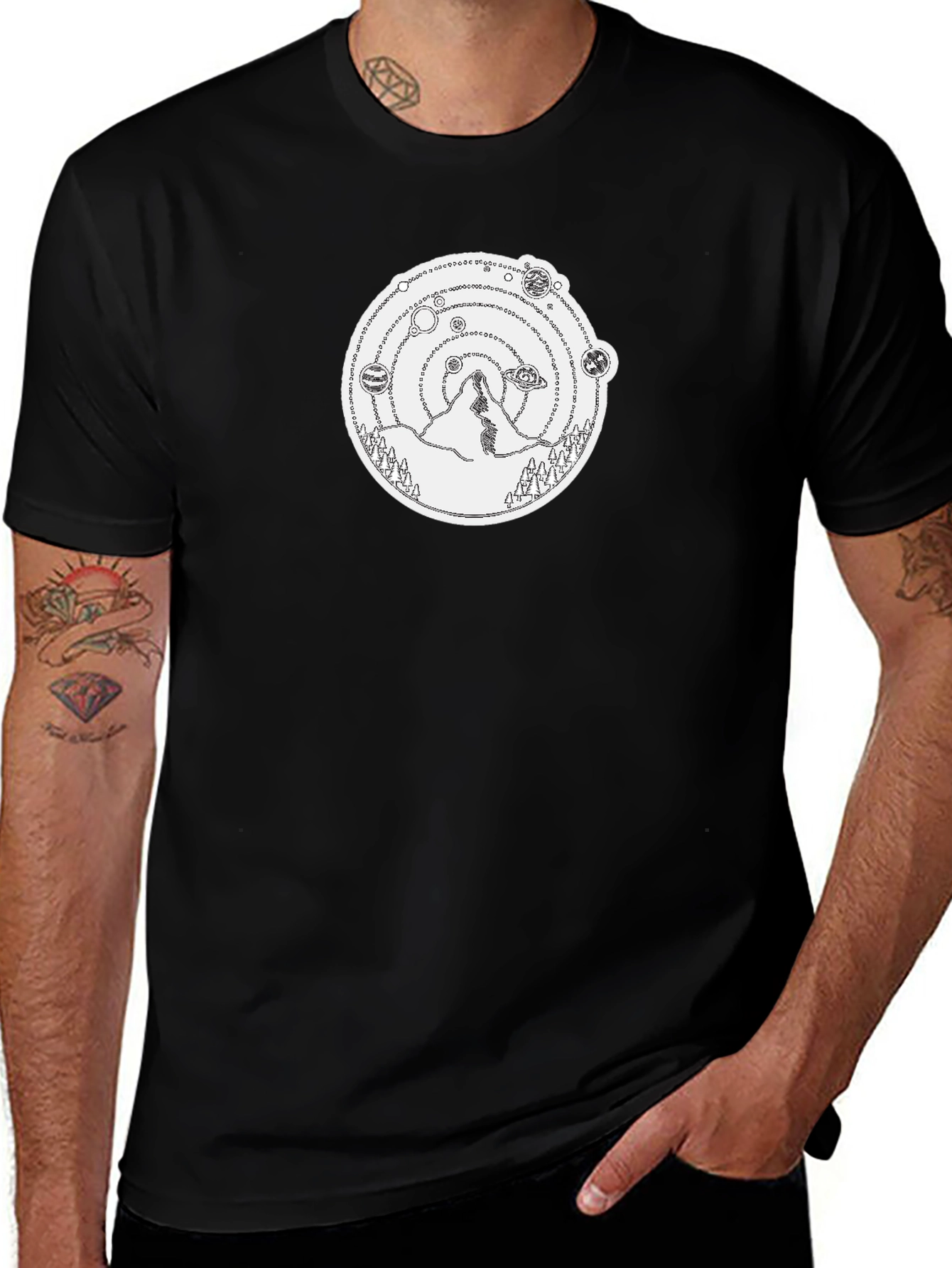 Cosmic Mountain Graphic Tee - Black