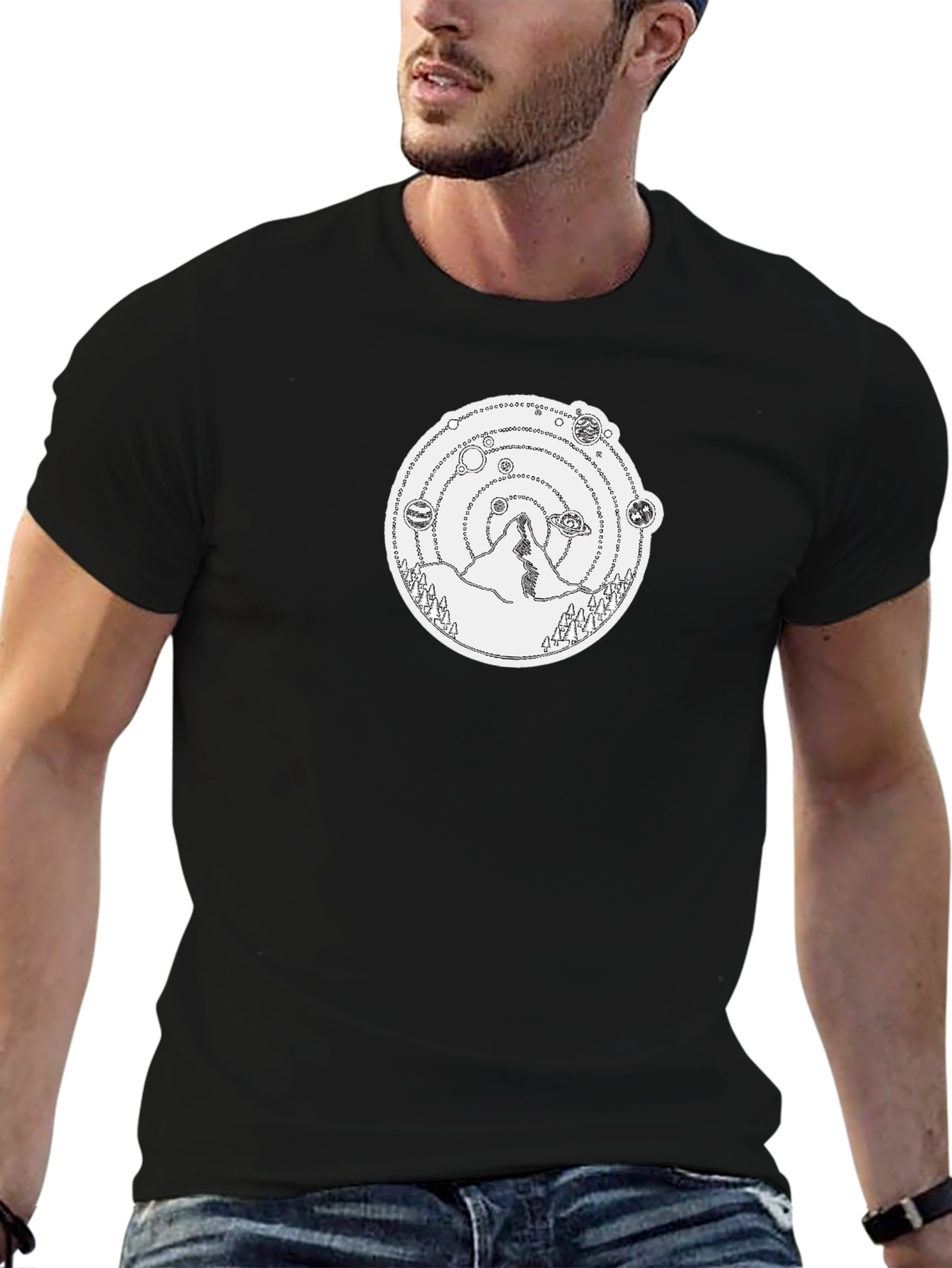 Cosmic Mountain Graphic Tee - Black