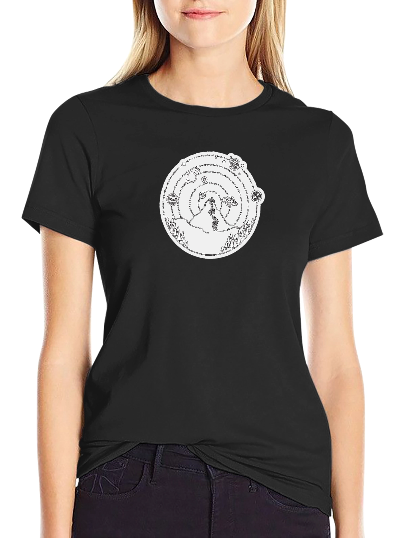 Cosmic Mountain Graphic Tee - Black