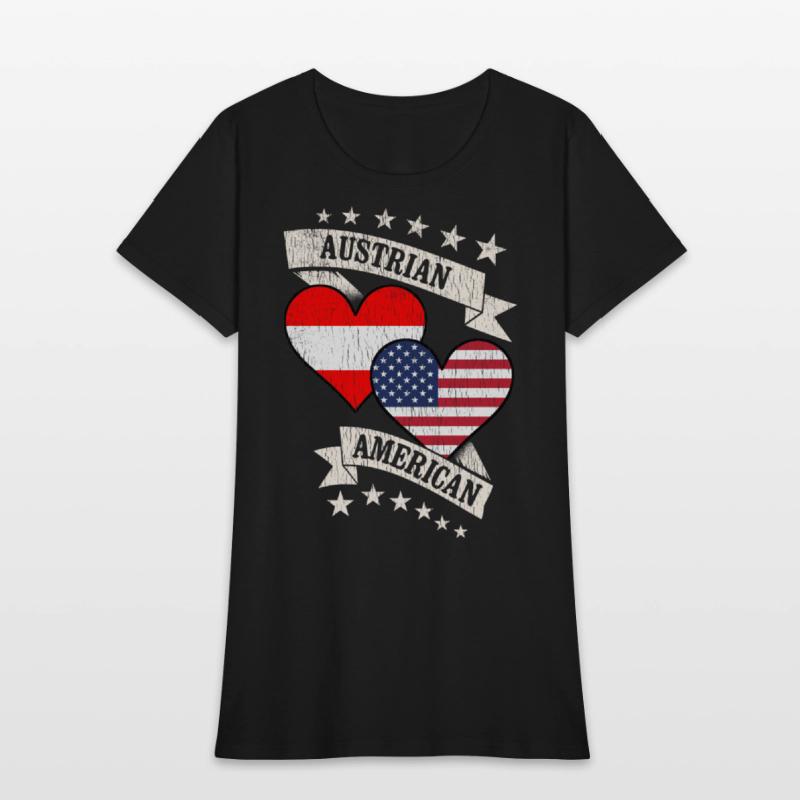 Austrian American Heart Flags Austria America