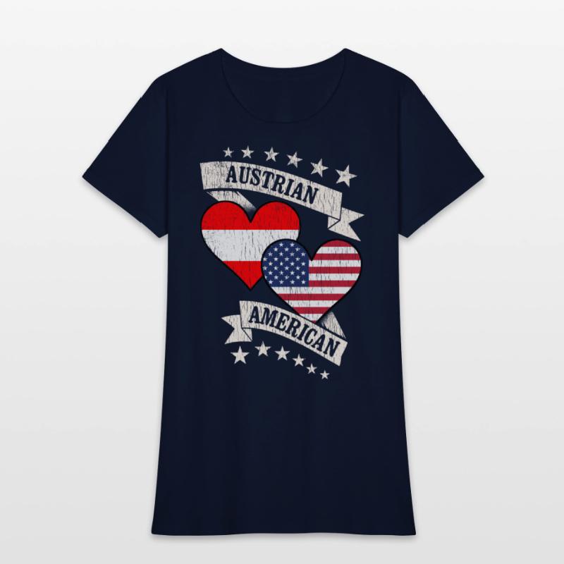 Austrian American Heart Flags Austria America