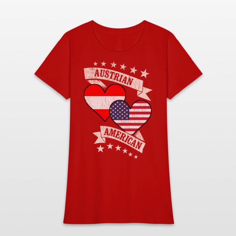 Austrian American Heart Flags Austria America
