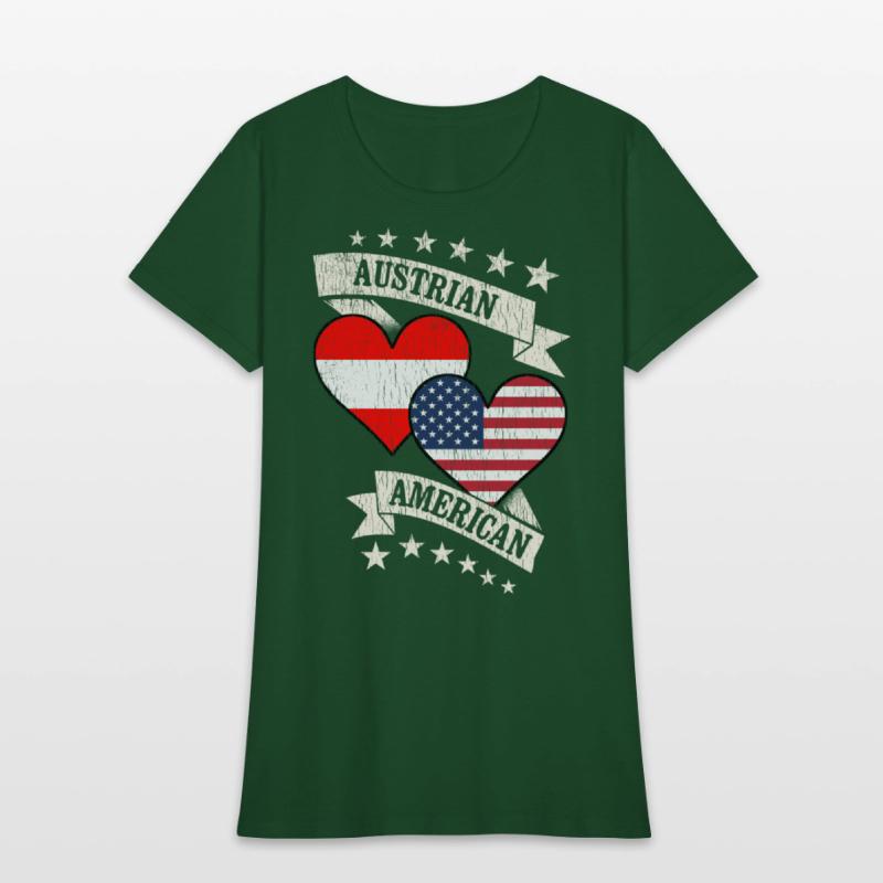 Austrian American Heart Flags Austria America