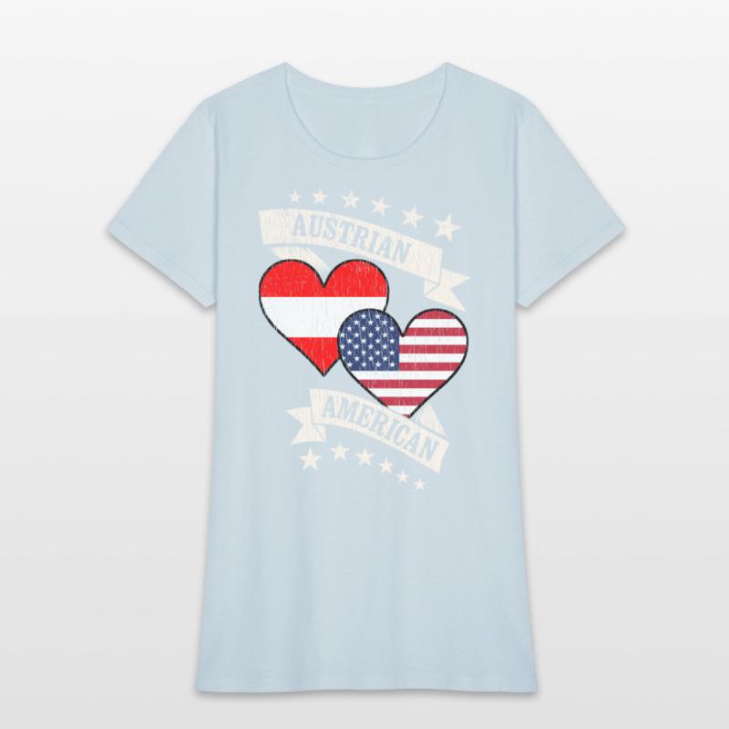 Austrian American Heart Flags Austria America