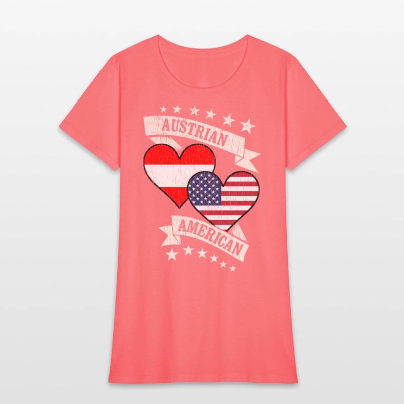 Austrian American Heart Flags Austria America