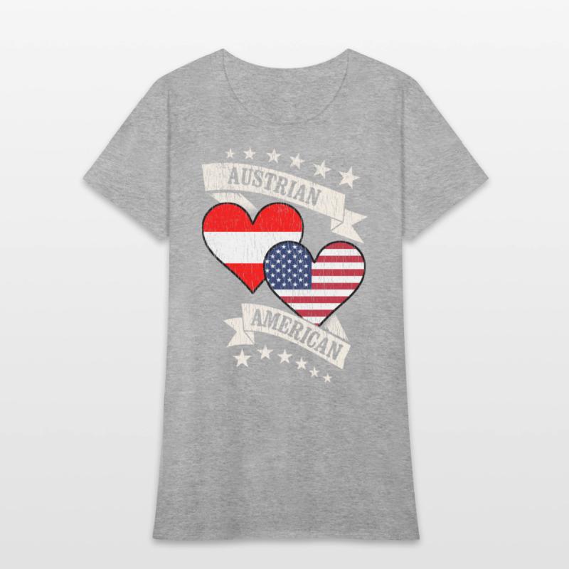 Austrian American Heart Flags Austria America