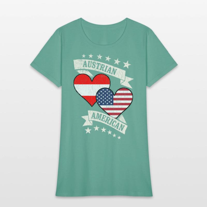 Austrian American Heart Flags Austria America
