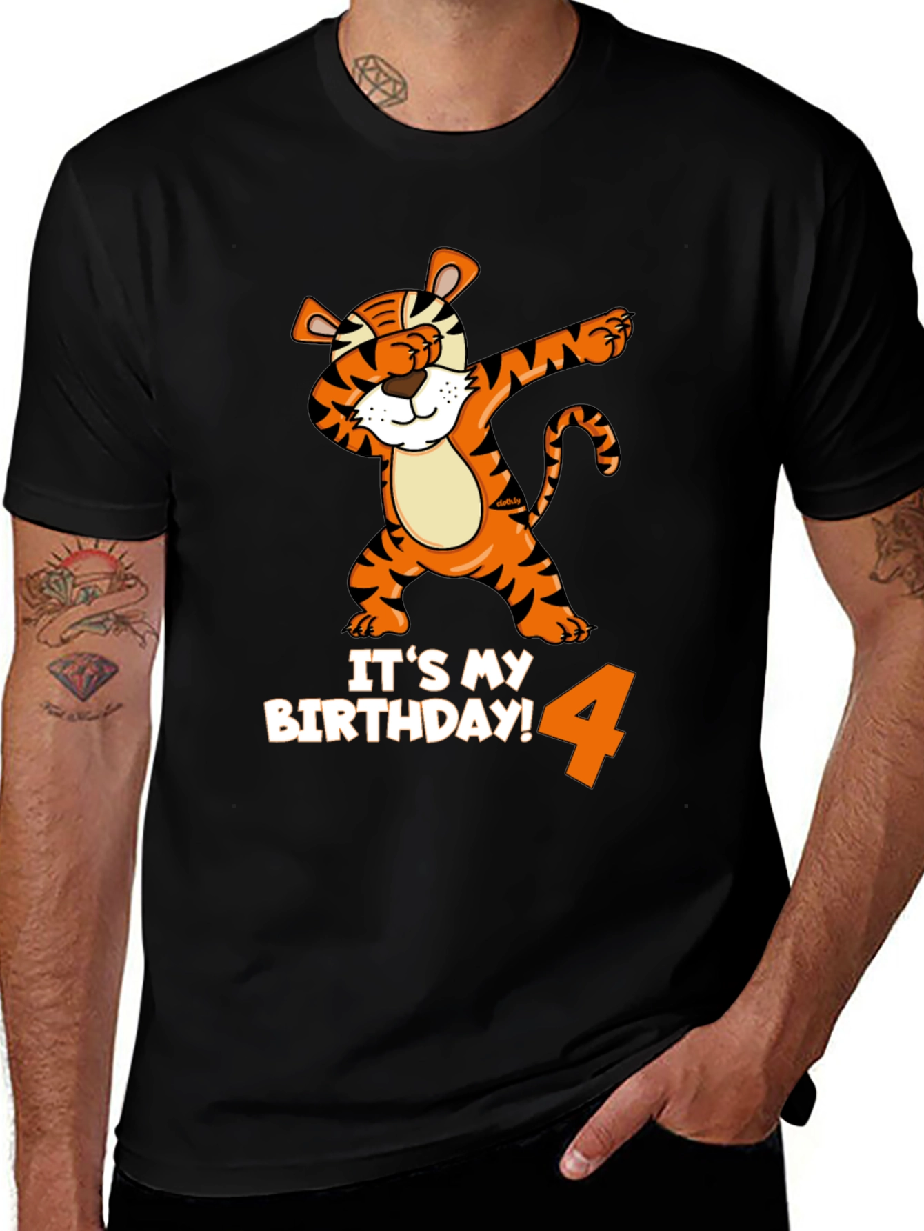 Dabbing Tiger 4th Birthday T-Shirt
