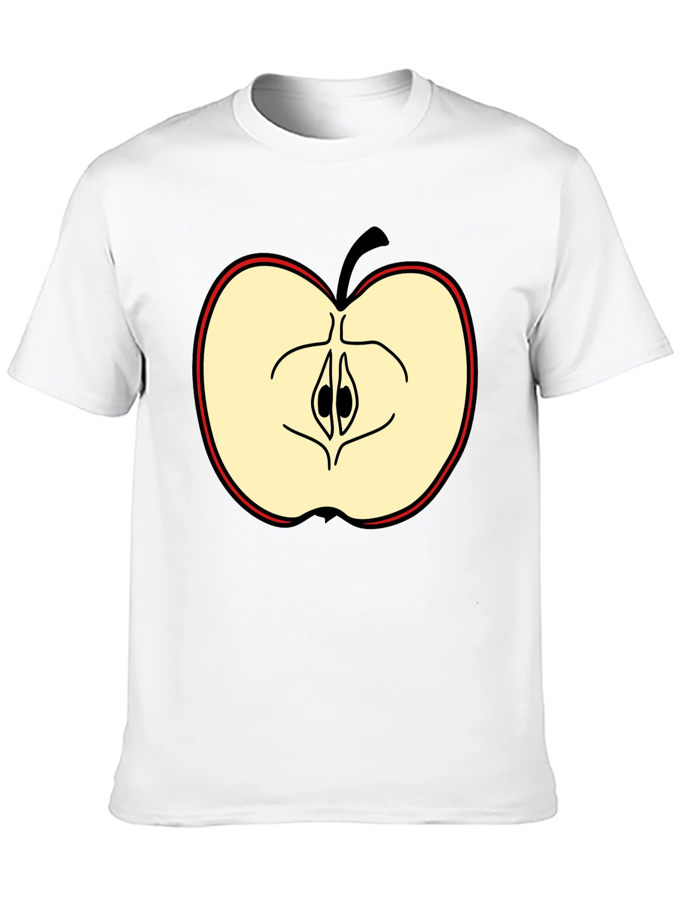Half Apple Graphic Tee - Casual Black T-Shirt