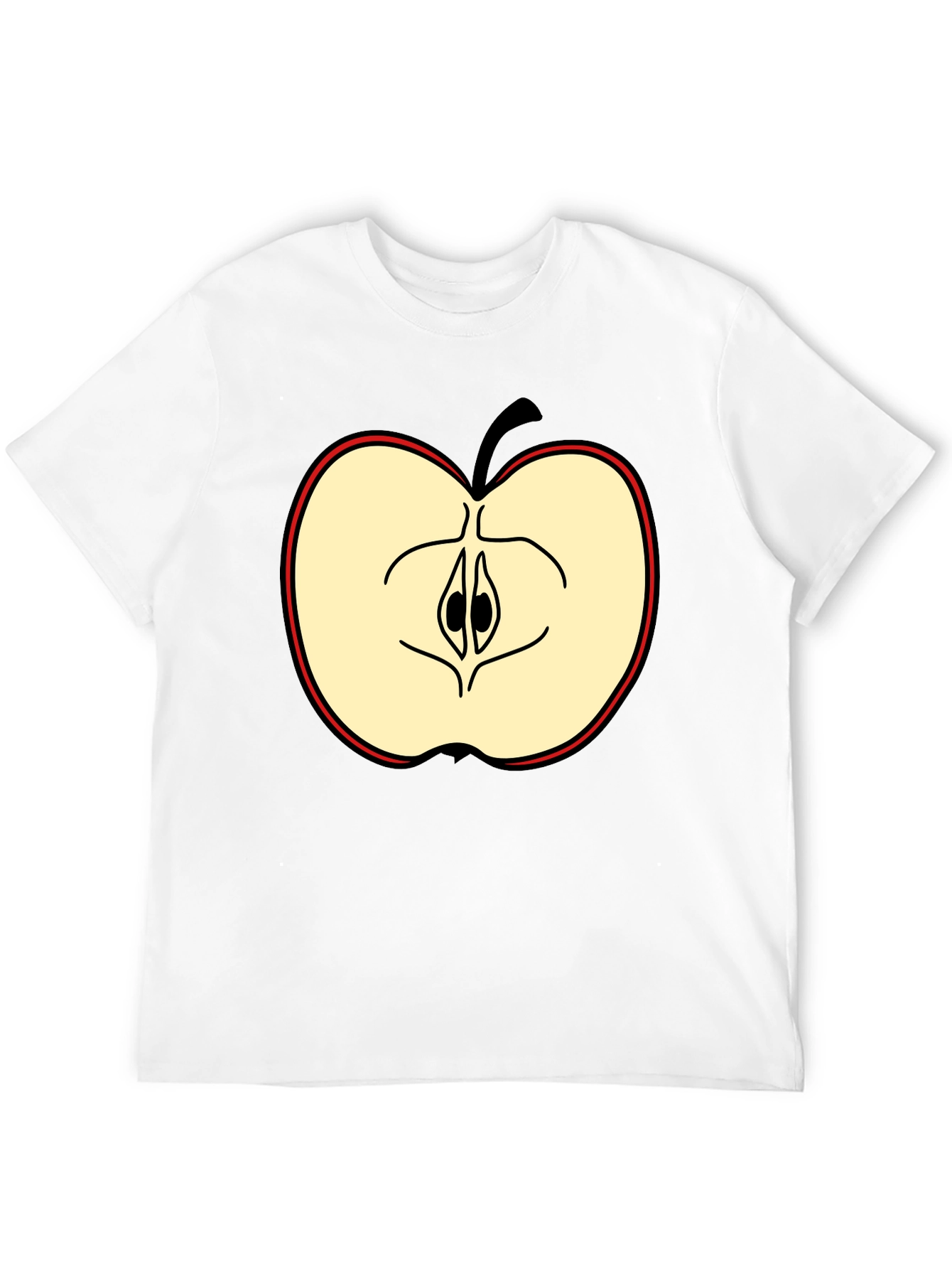 Half Apple Graphic Tee - Casual Black T-Shirt
