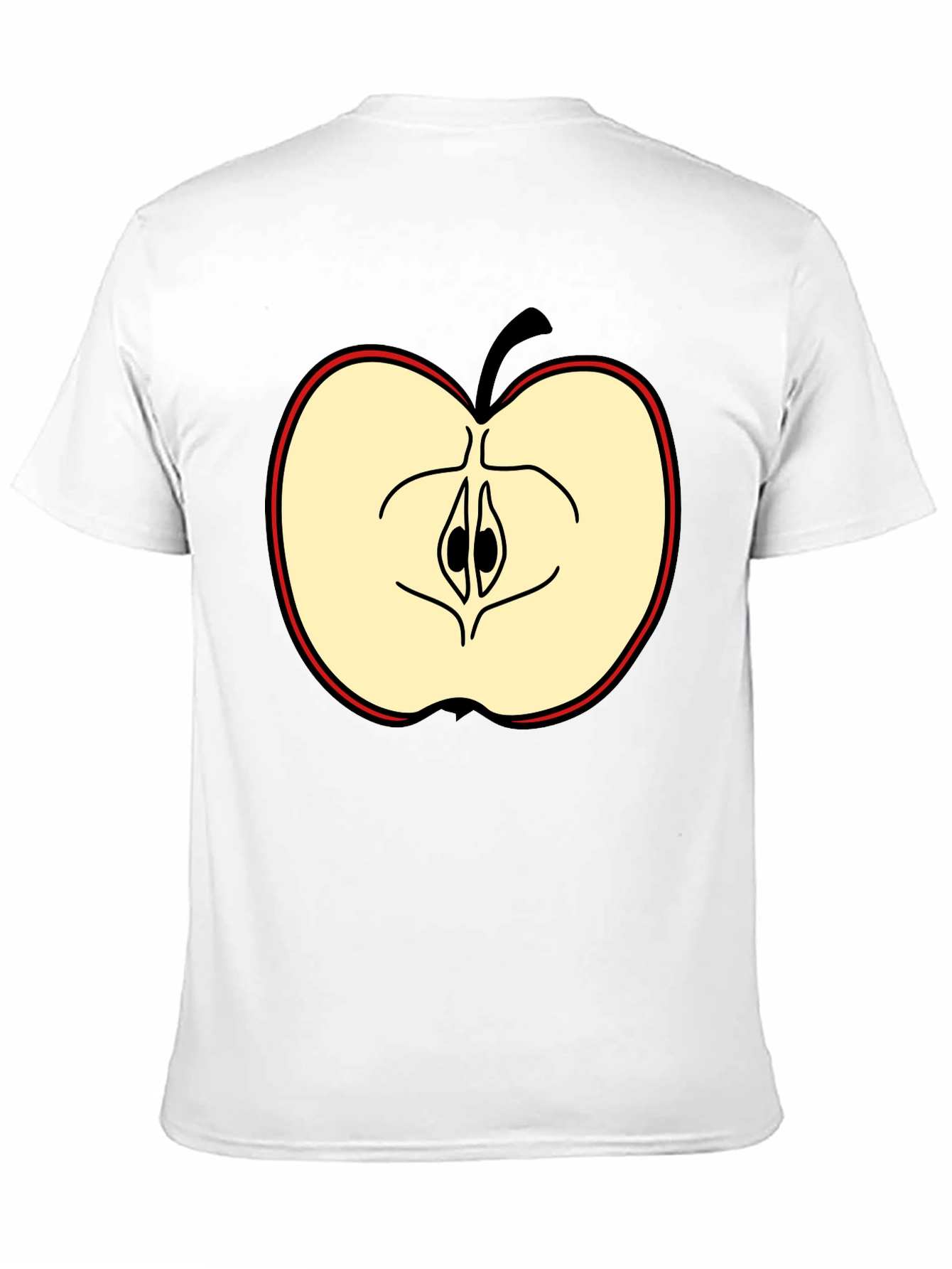 Half Apple Graphic Tee - Casual Black T-Shirt