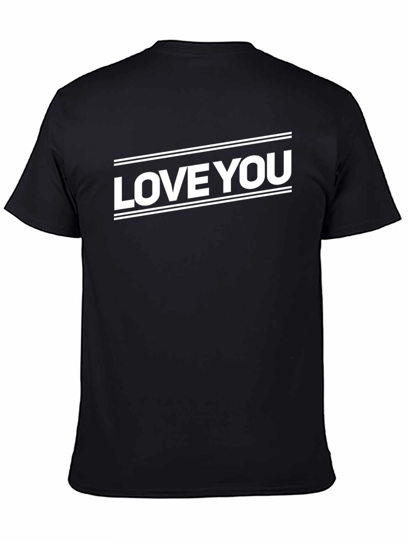 Love You Graphic Print Black T-Shirt