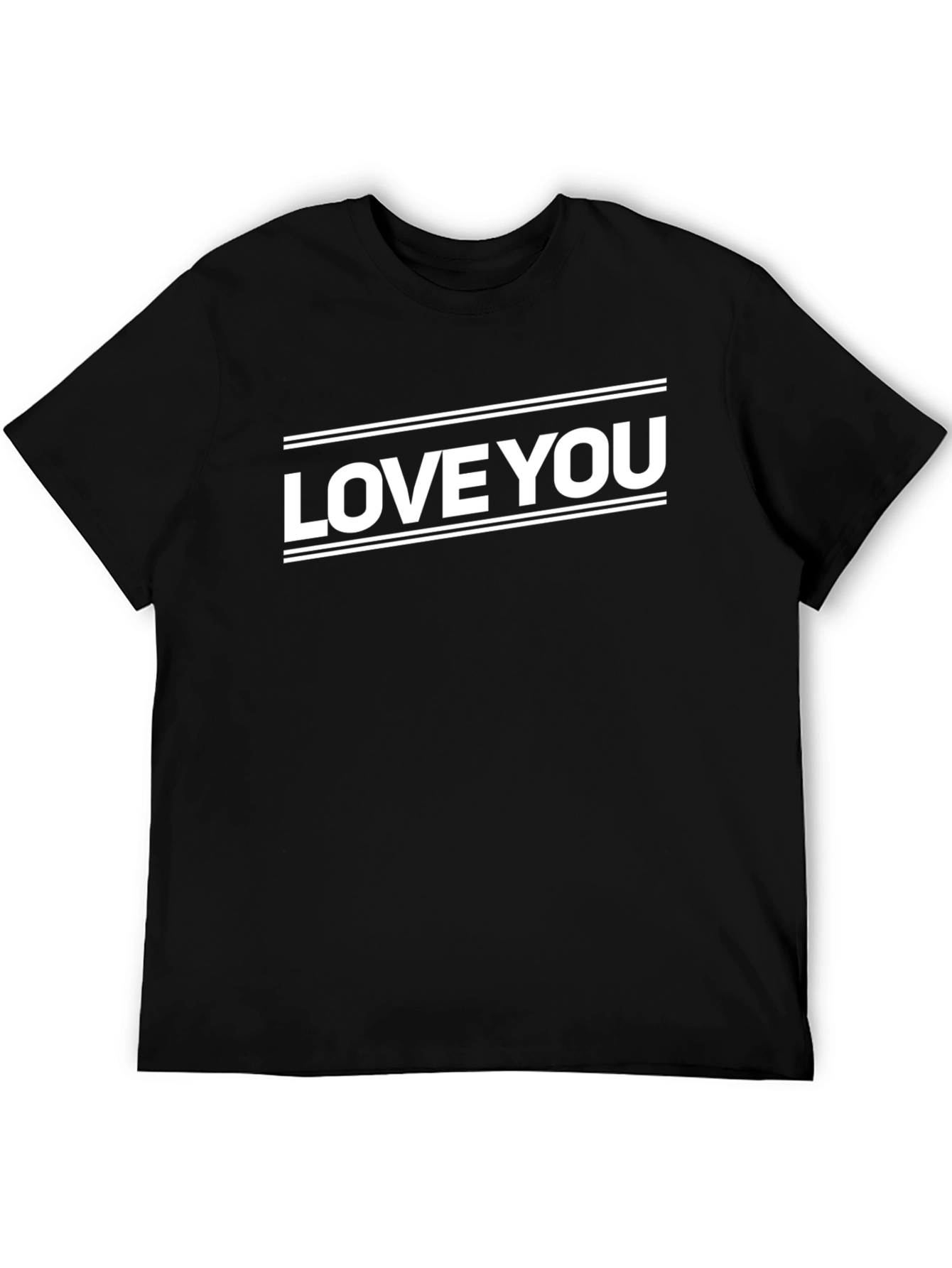 Love You Graphic Print Black T-Shirt