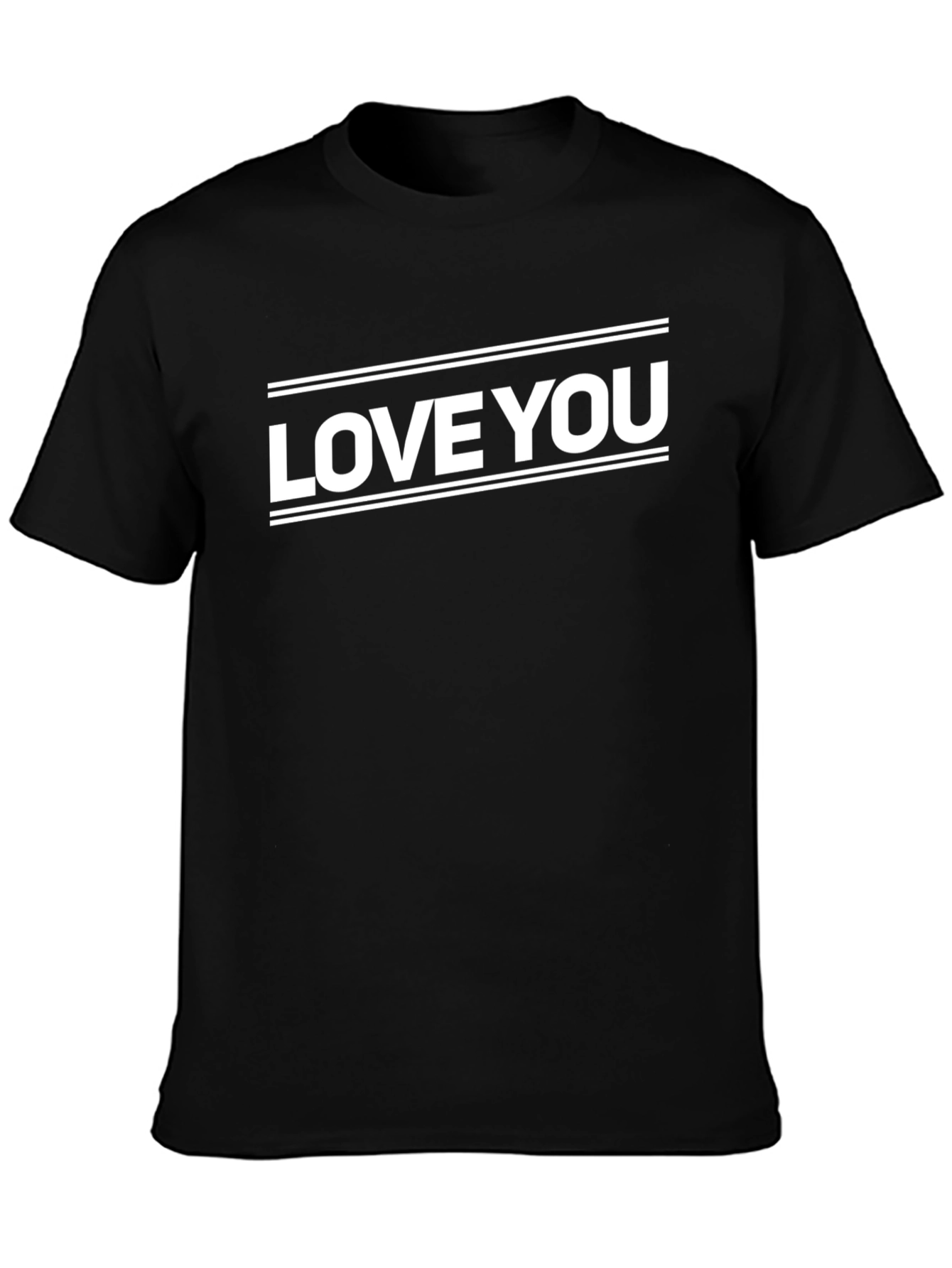 Love You Graphic Print Black T-Shirt