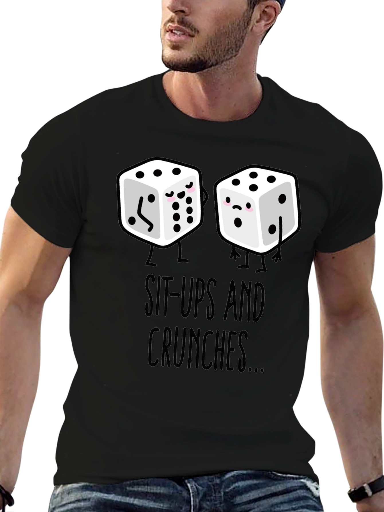 Sit-Ups & Crunches Dice Graphic Tee - Black