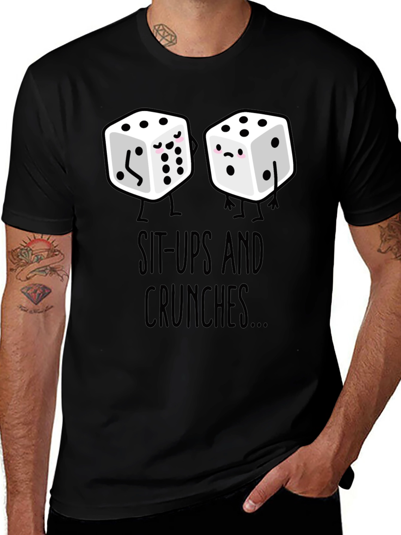 Sit-Ups & Crunches Dice Graphic Tee - Black