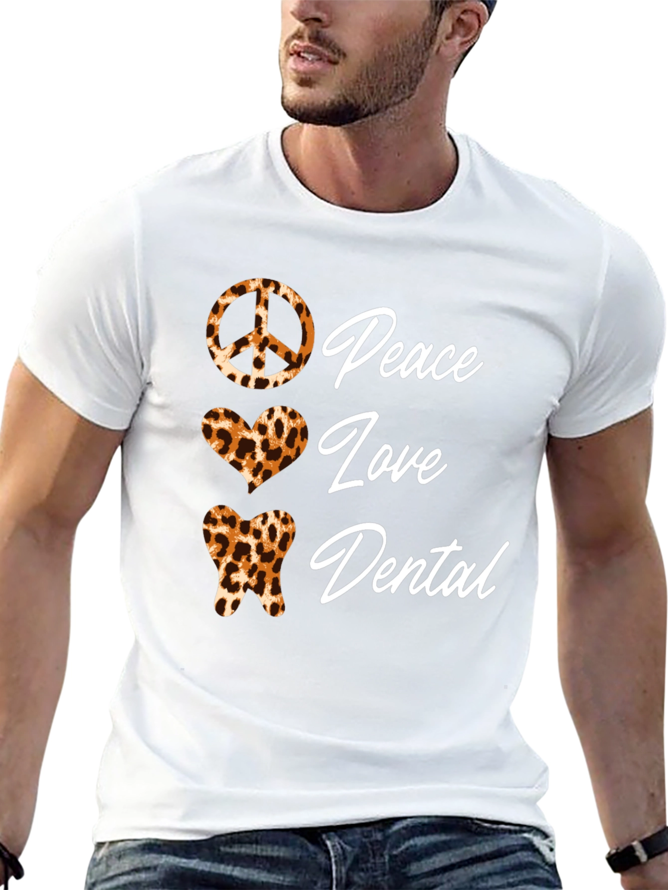Peace Love Dental Leopard Print T-Shirt