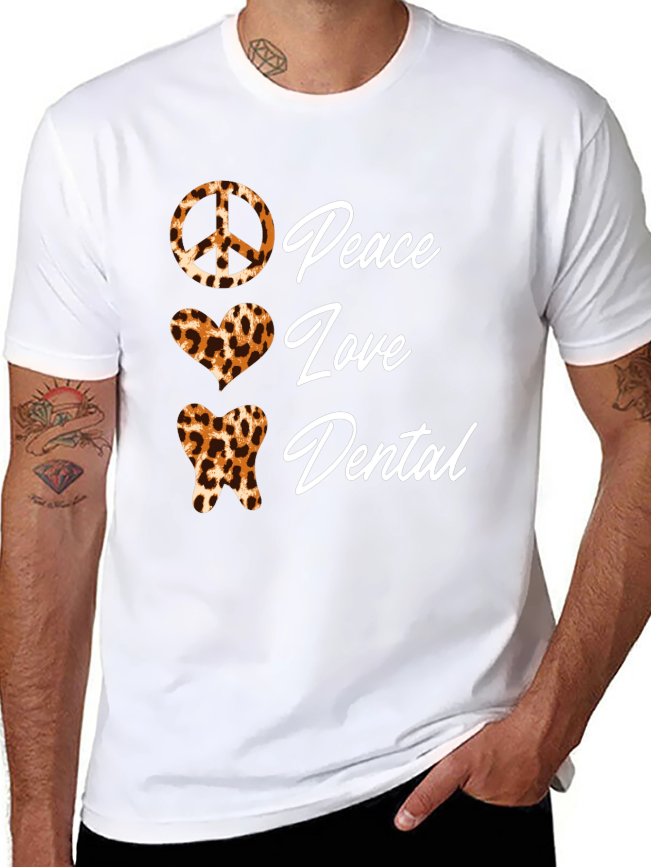 Peace Love Dental Leopard Print T-Shirt