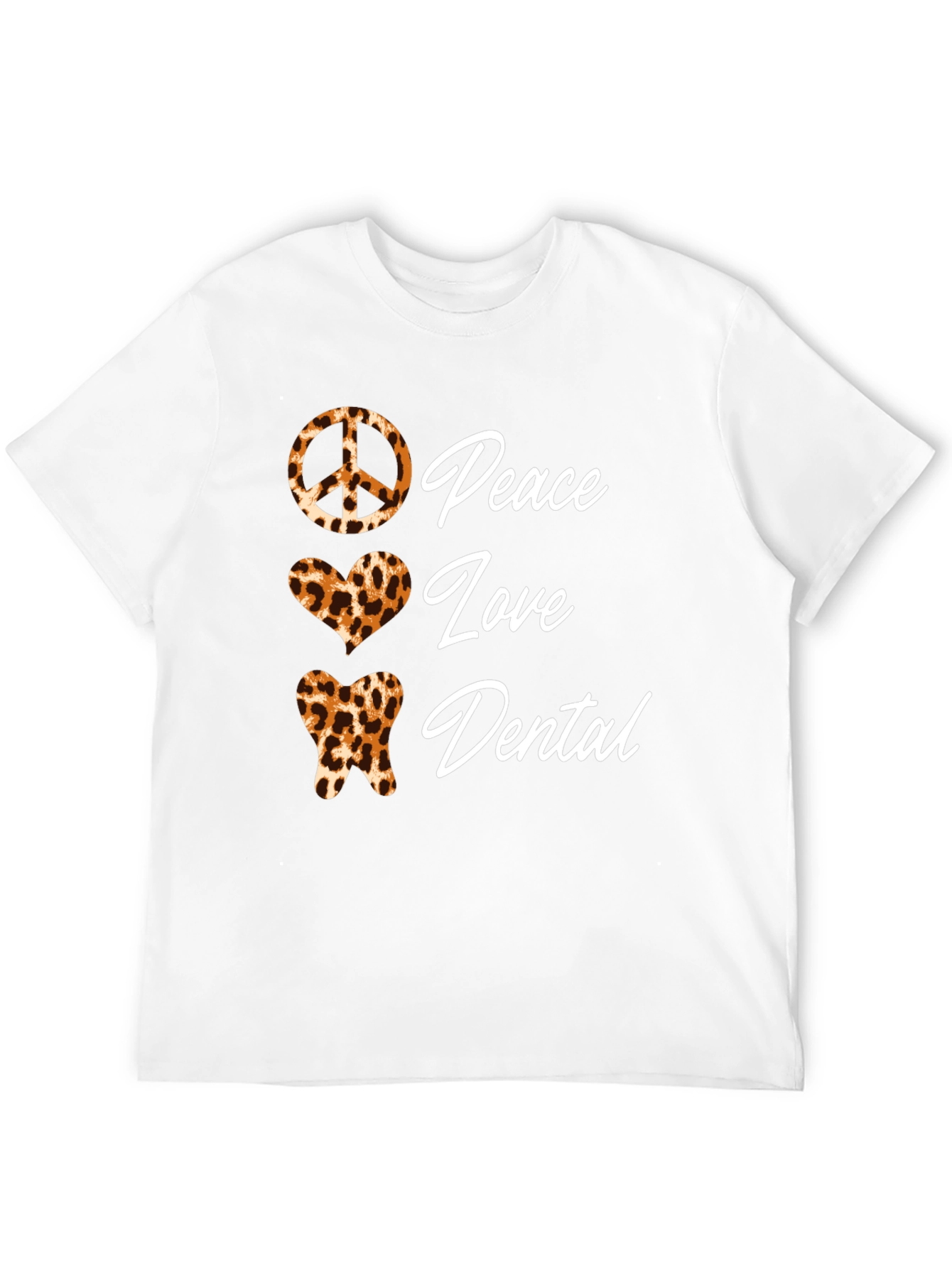 Peace Love Dental Leopard Print T-Shirt
