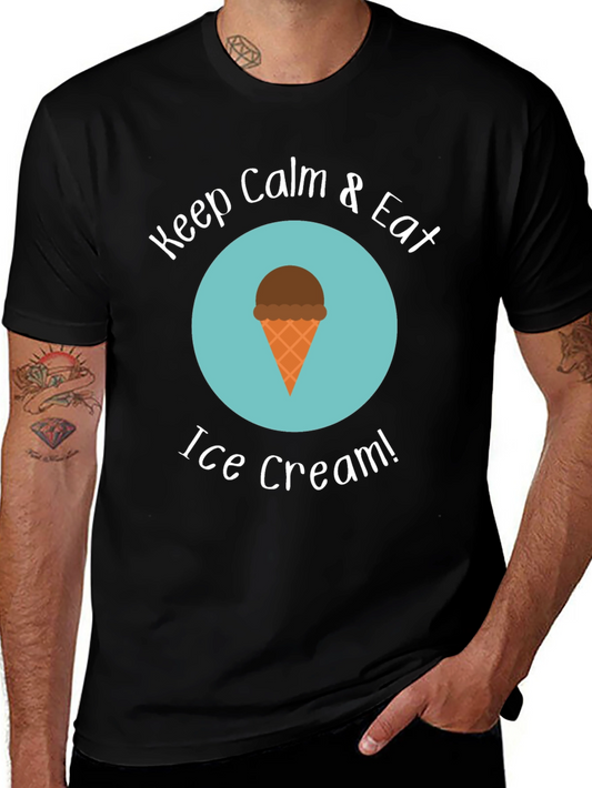 Keep Calm & Eat Ice Cream Black T-Shirt