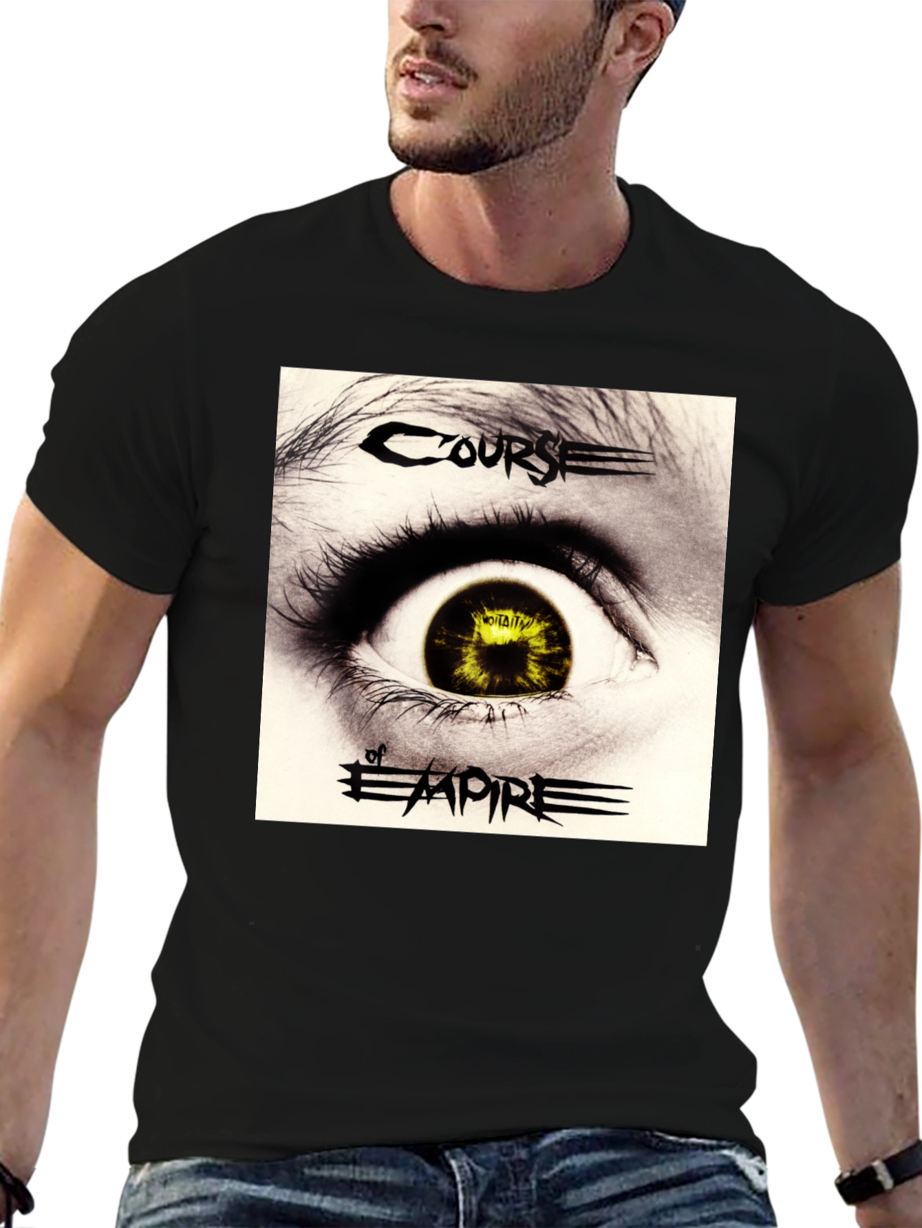 Course of Empire Band T-Shirt Eye Graphic Black Cotton