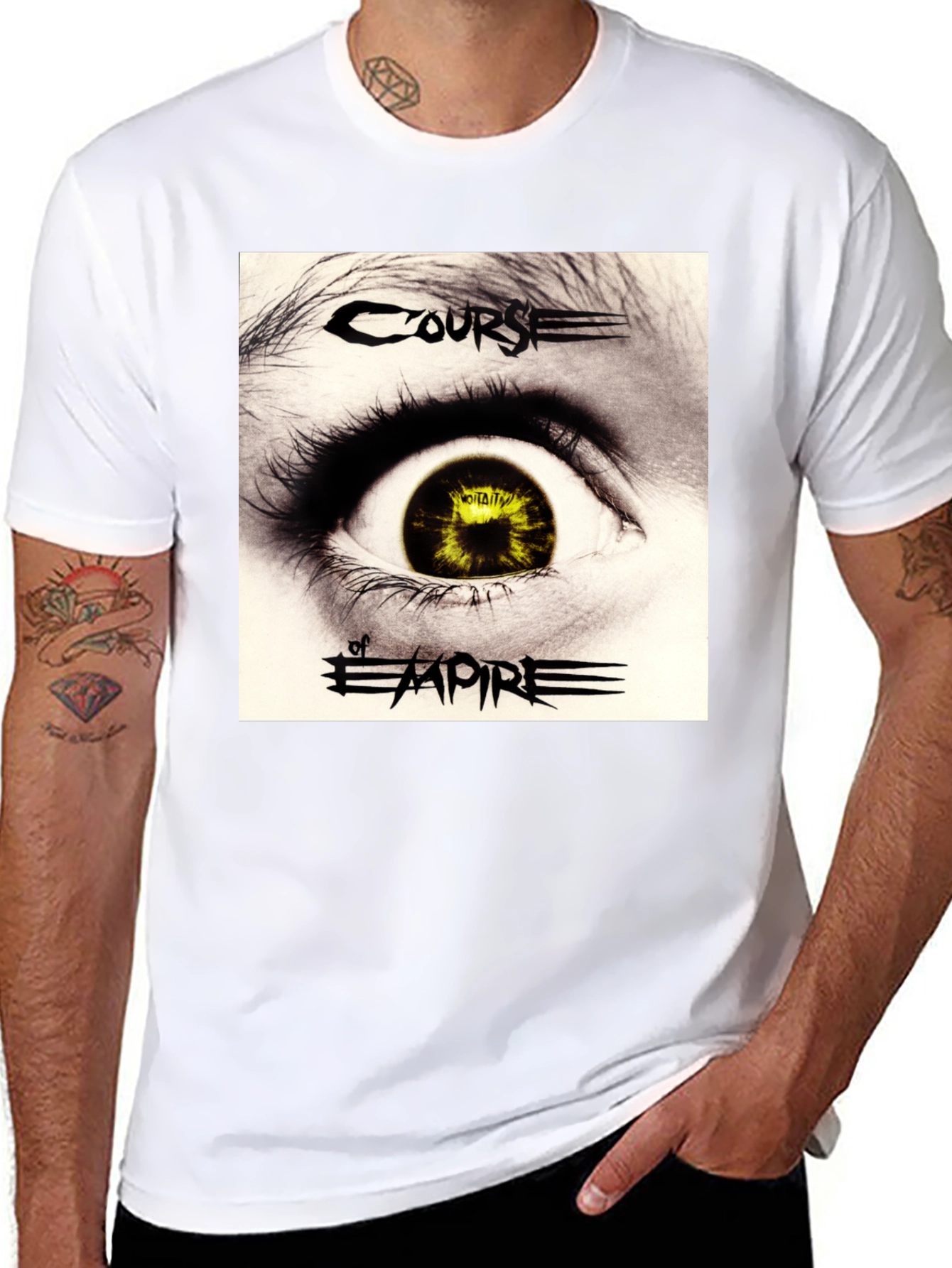 Course of Empire Band T-Shirt Eye Graphic Black Cotton