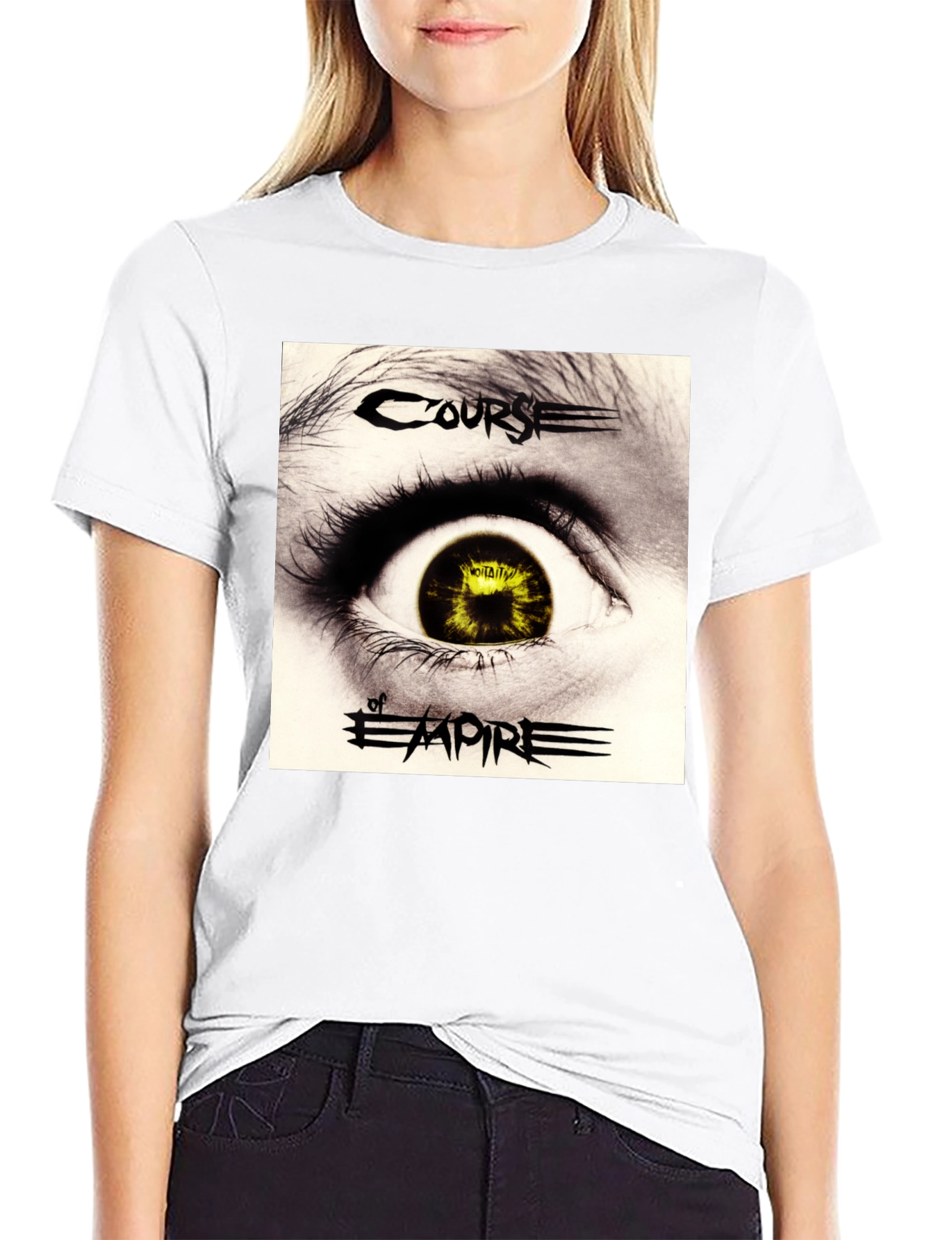 Course of Empire Band T-Shirt Eye Graphic Black Cotton