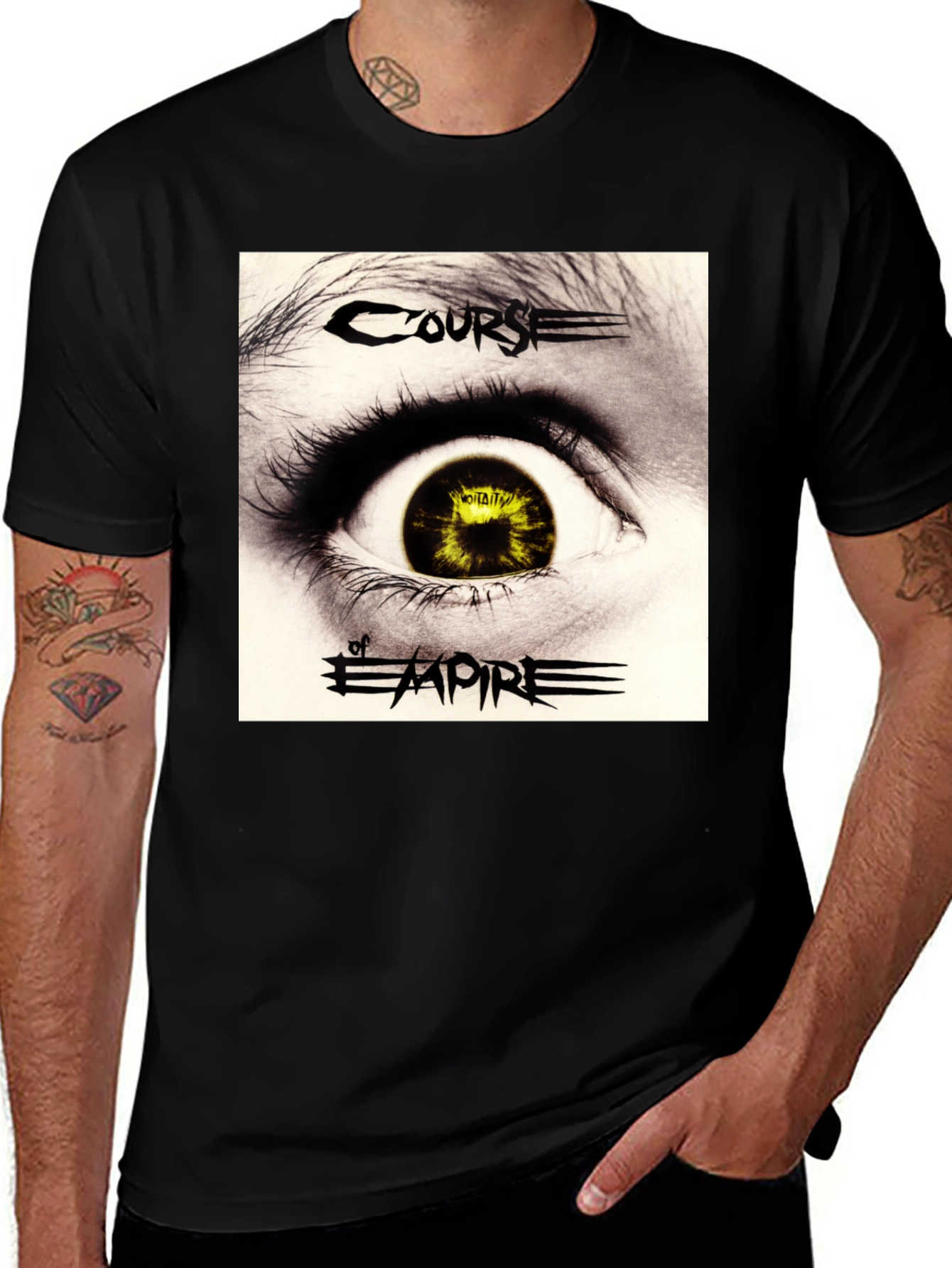 Course of Empire Band T-Shirt Eye Graphic Black Cotton