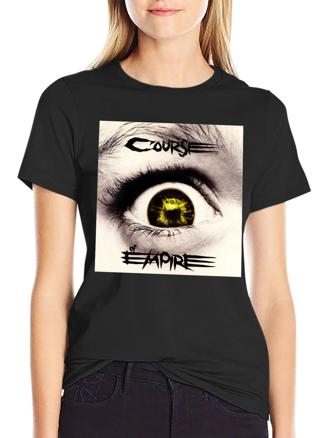 Course of Empire Band T-Shirt Eye Graphic Black Cotton