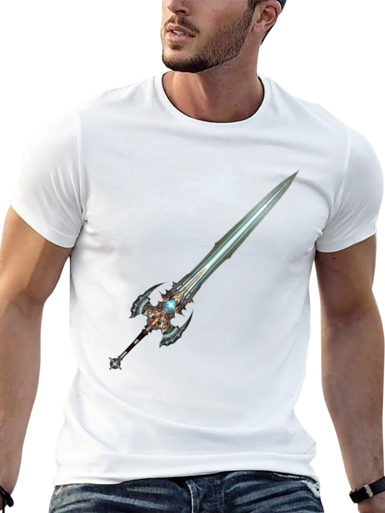 Fantasy Sword Graphic Tee - Black Cotton Blend