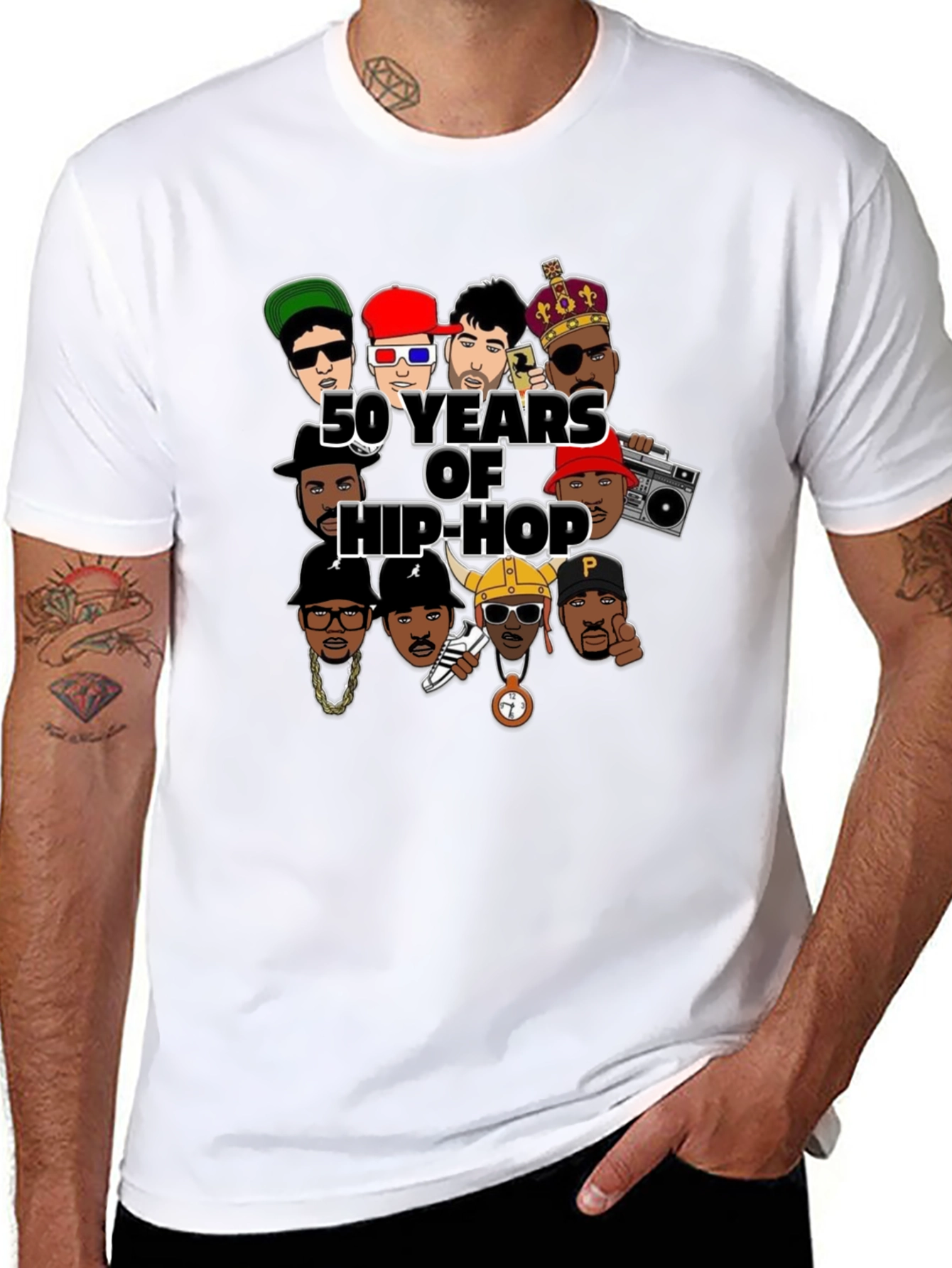50 Years of Hip-Hop Graphic Black T-Shirt