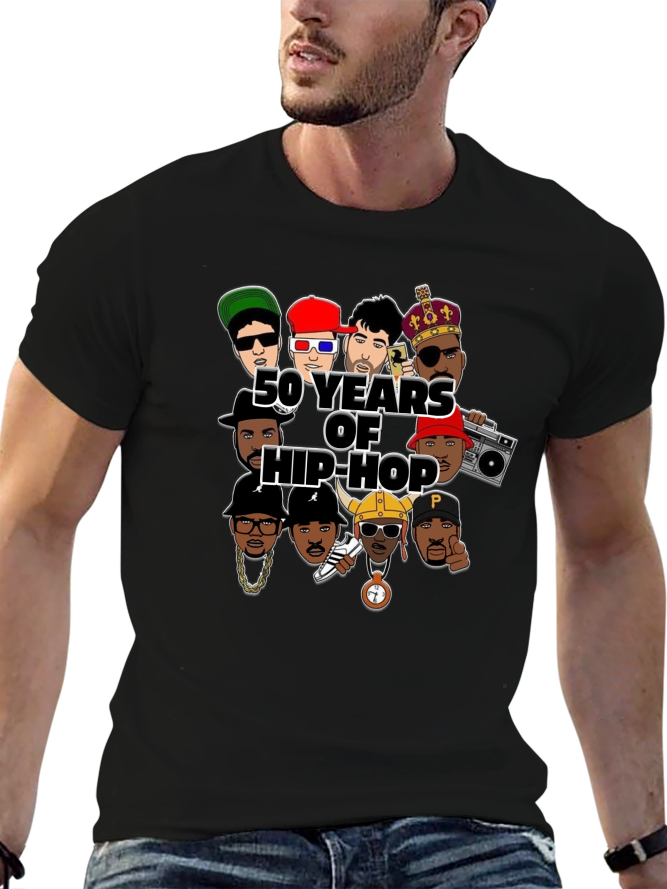 50 Years of Hip-Hop Graphic Black T-Shirt