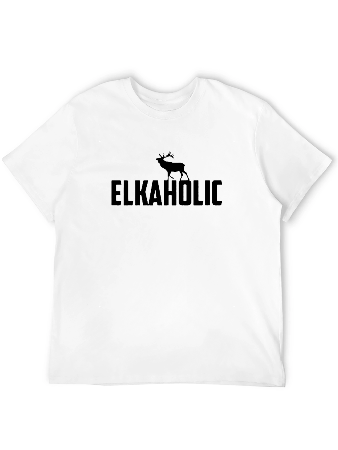 Elkaholic Funny Deer Hunting Black T-Shirt