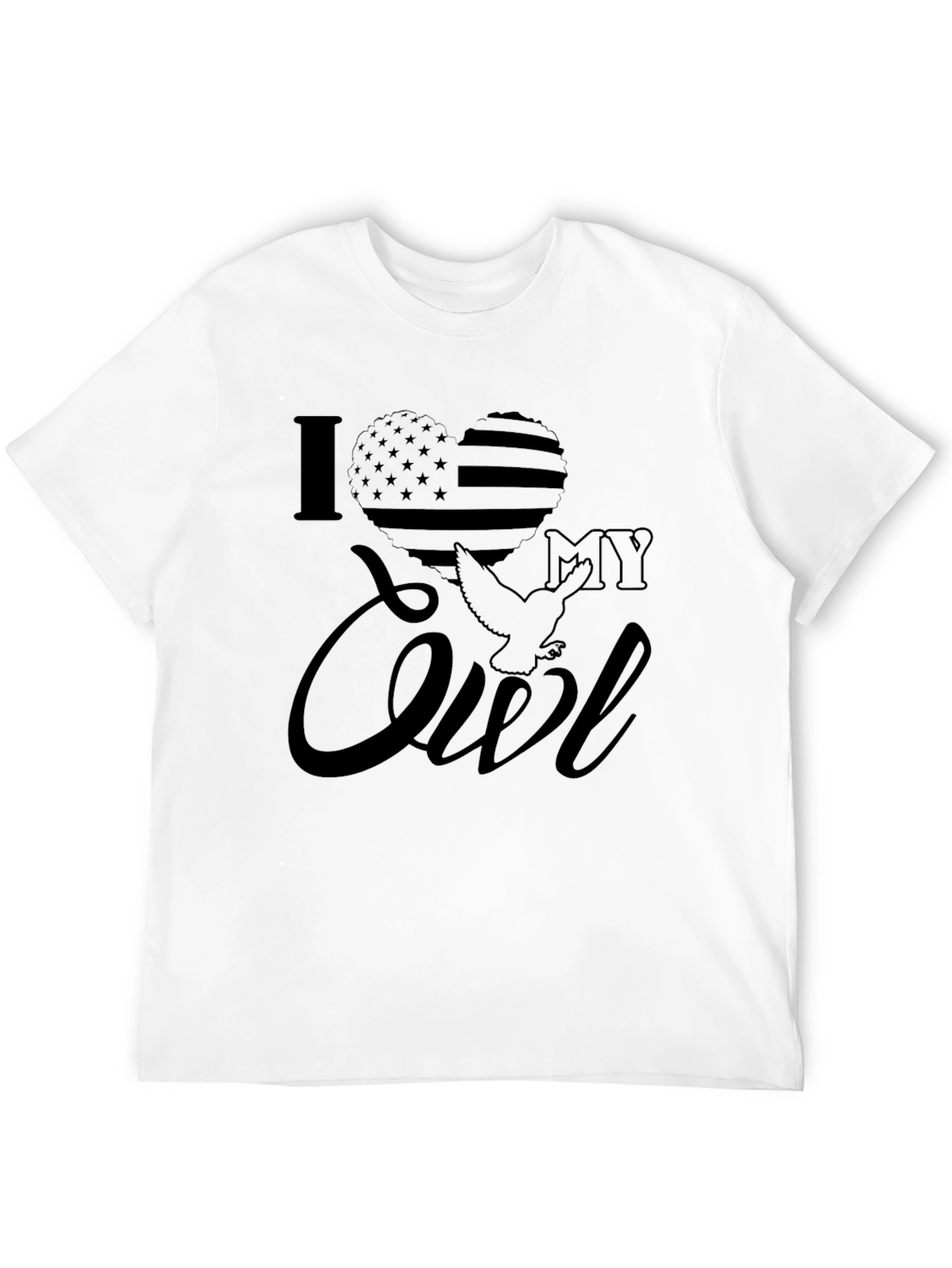 I Love My Owl T-Shirt Patriotic American USA Flag