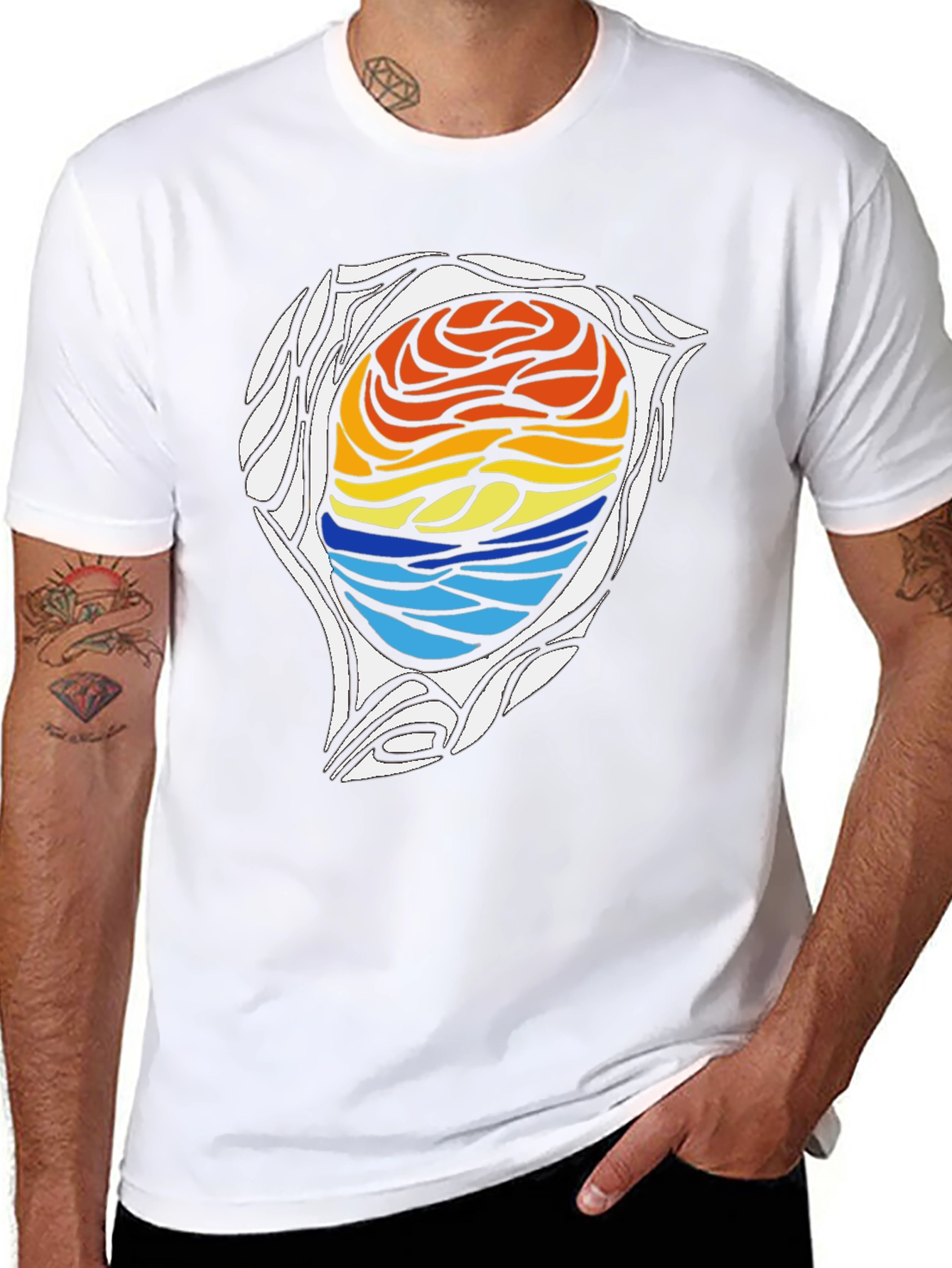 Sunset Wave Graphic Tee - Black
