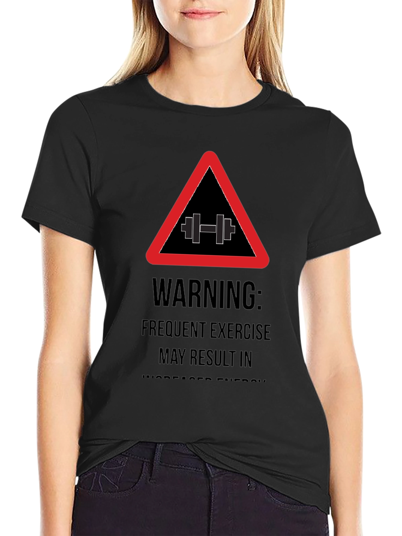 Warning Exercise T-Shirt - Black Gym Tee
