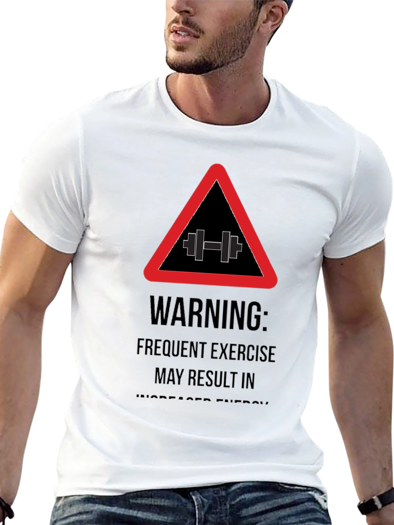 Warning Exercise T-Shirt - Black Gym Tee