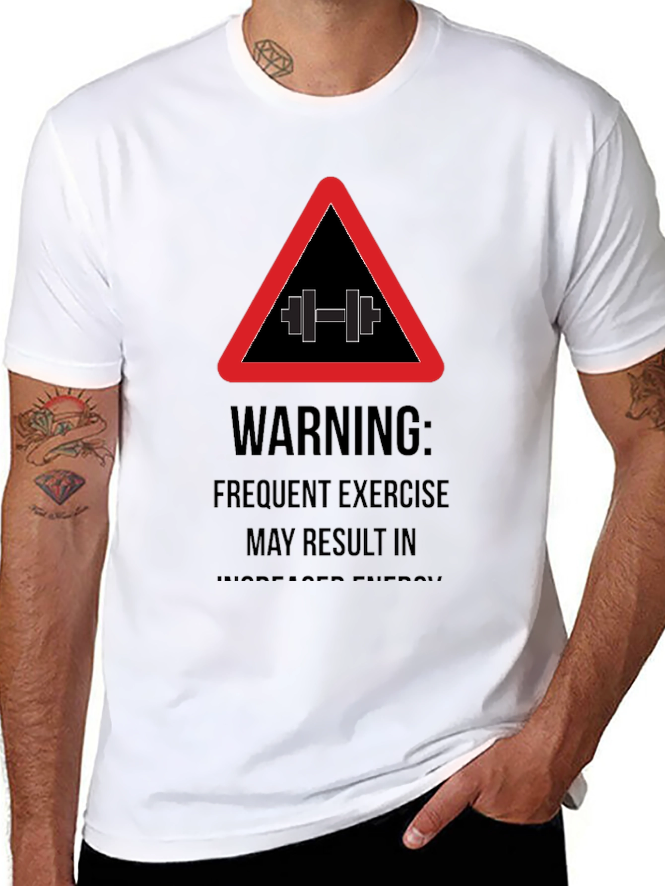 Warning Exercise T-Shirt - Black Gym Tee