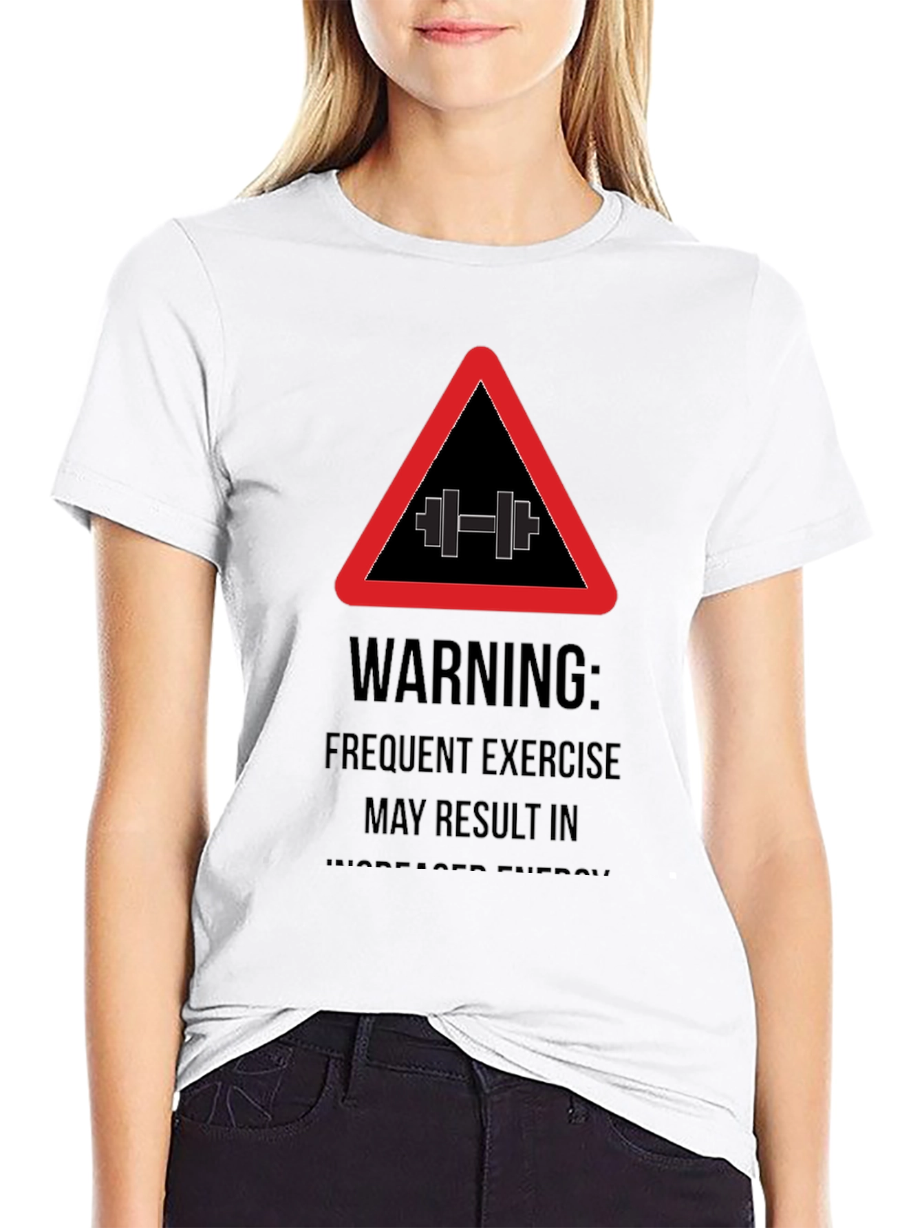 Warning Exercise T-Shirt - Black Gym Tee
