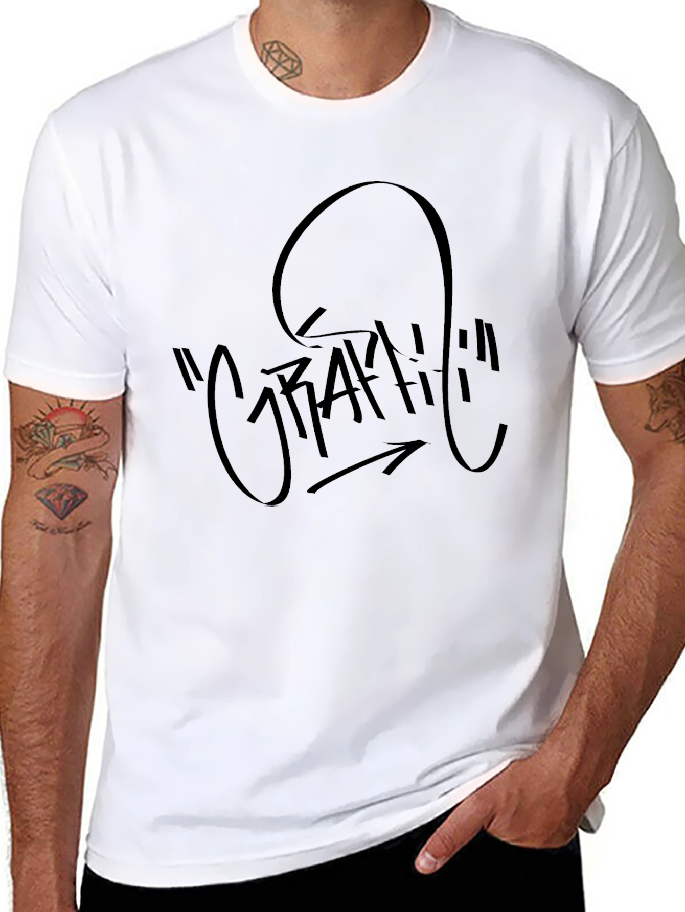 Mens Black Graffiti Graphic T-Shirt