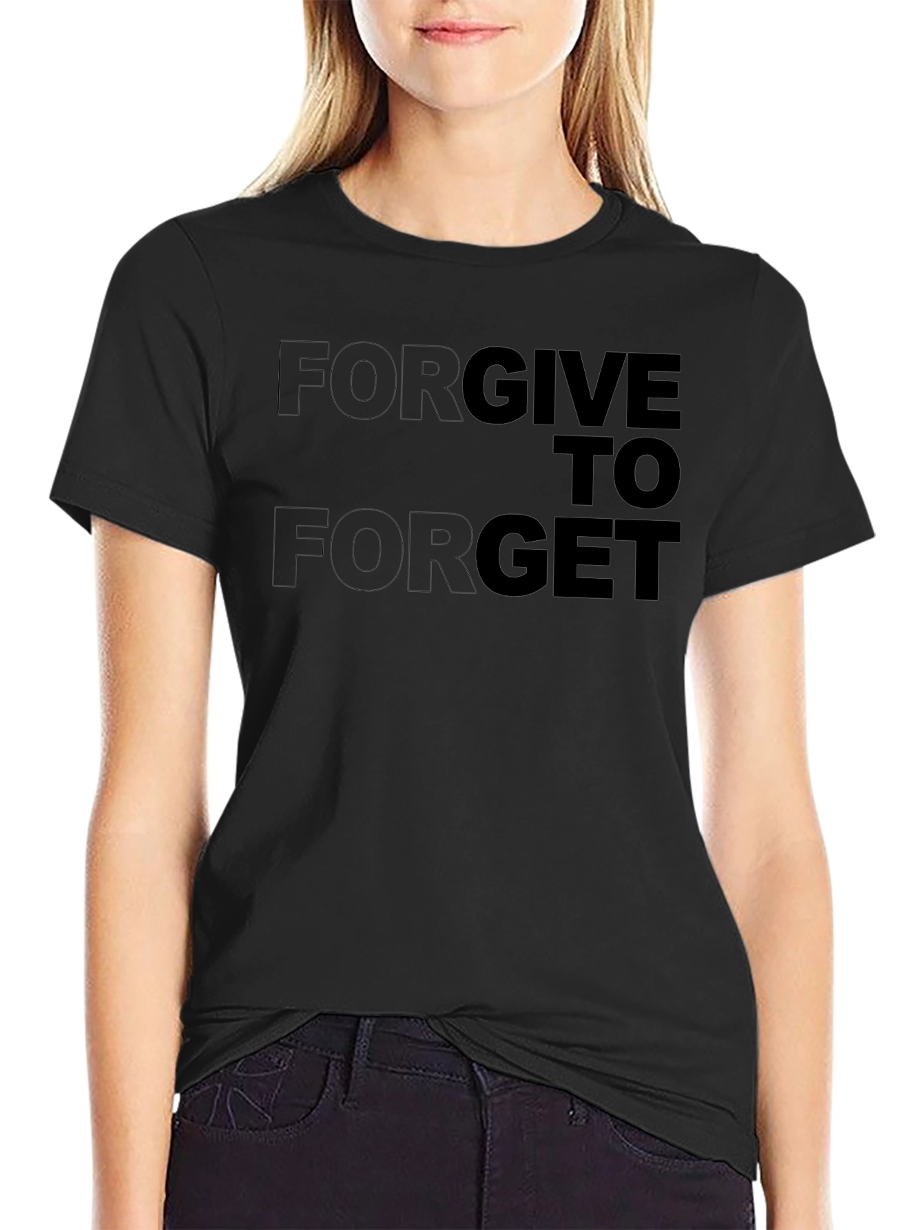 Forgive to Forget Black Graphic T-Shirt