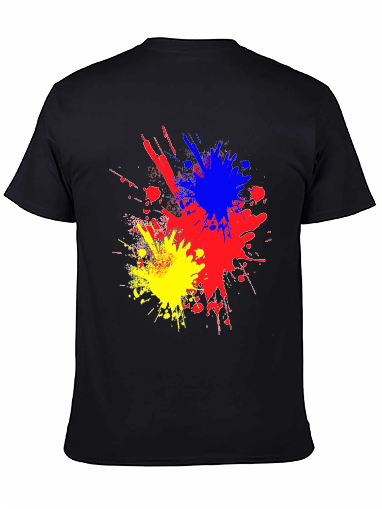Abstract Paint Splatter Graphic Tee - Black