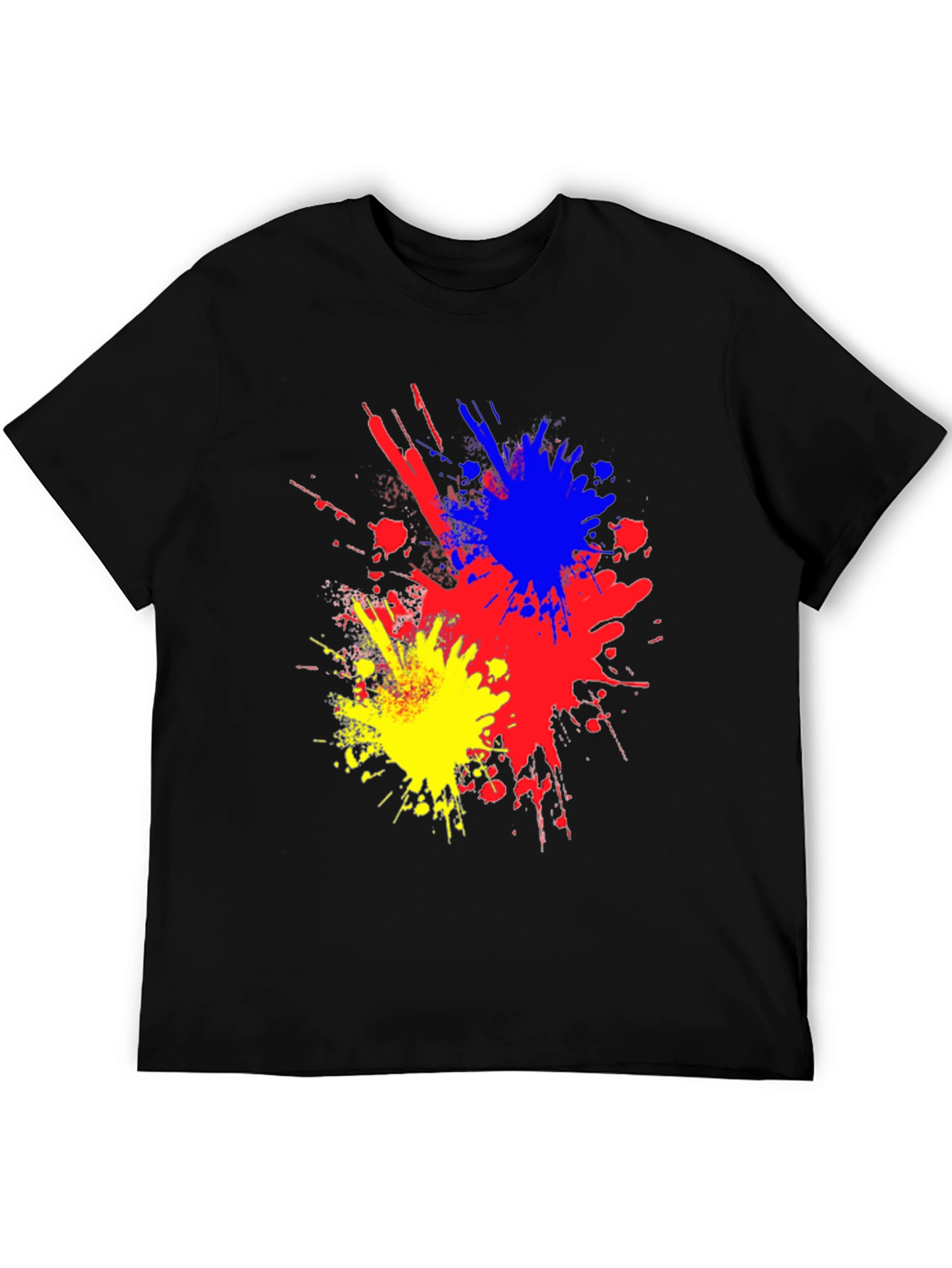 Abstract Paint Splatter Graphic Tee - Black