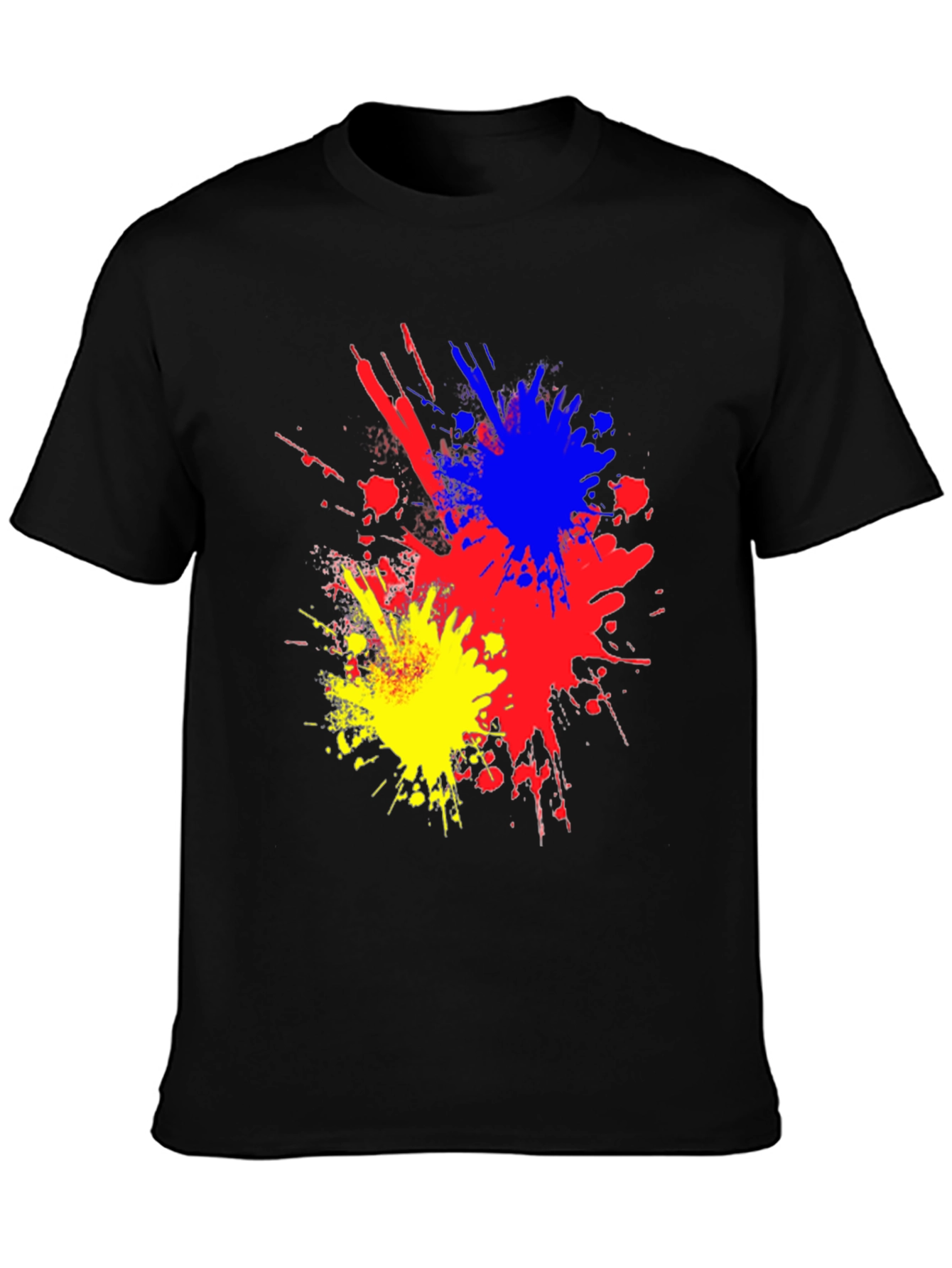 Abstract Paint Splatter Graphic Tee - Black