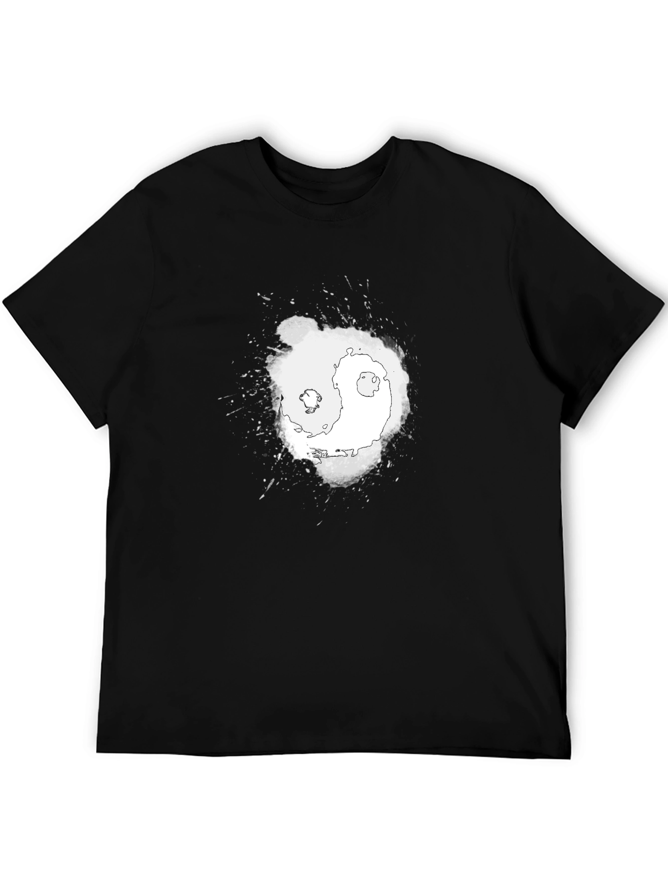 Yin Yang Splatter Graphic Tee - Black