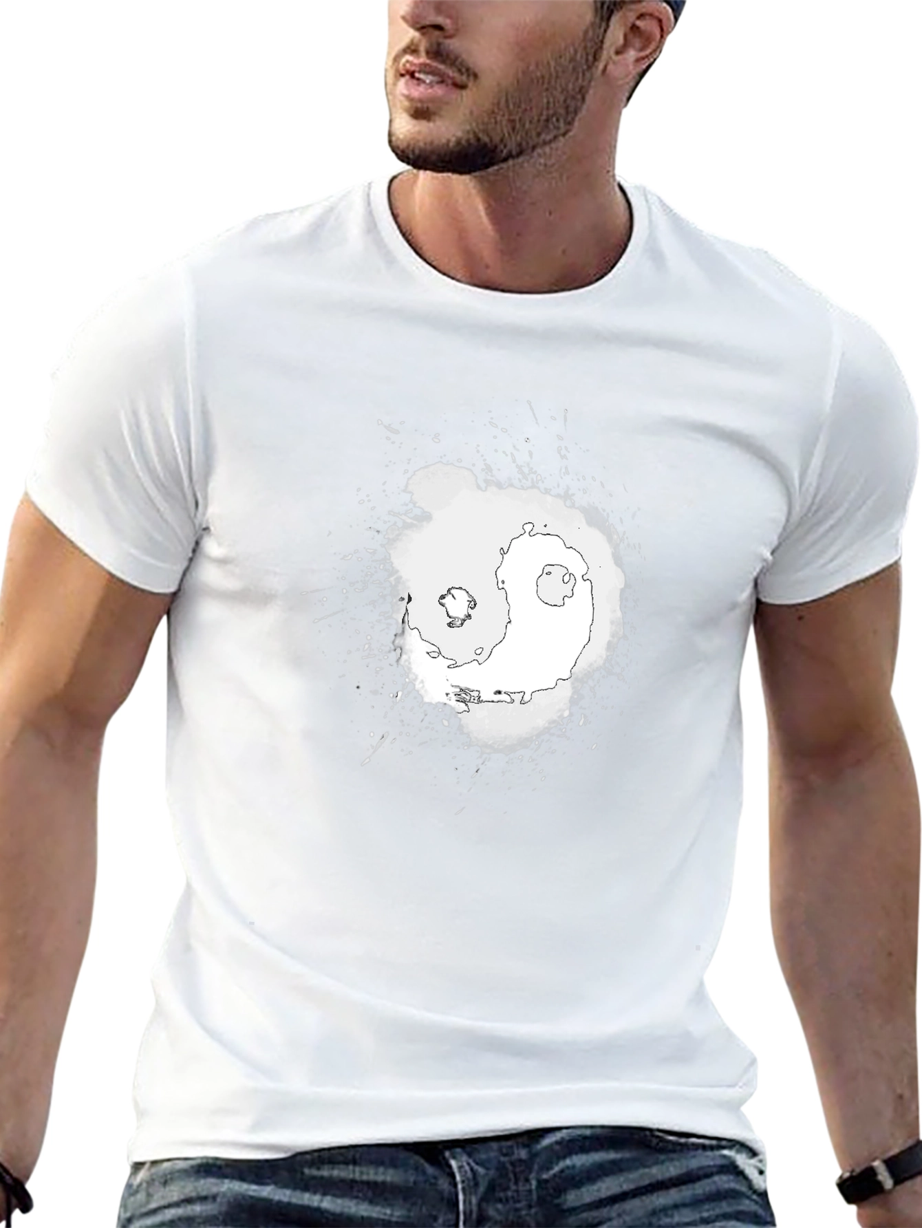 Yin Yang Splatter Graphic Tee - Black