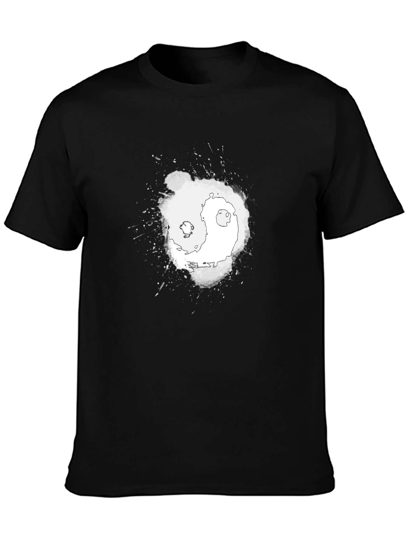 Yin Yang Splatter Graphic Tee - Black